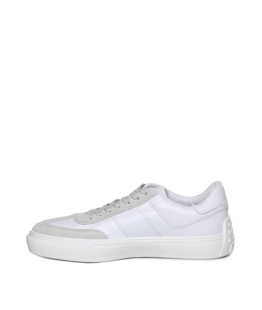 TOD'S Белые кожаные низкие кроссовки / кеды, фото 4