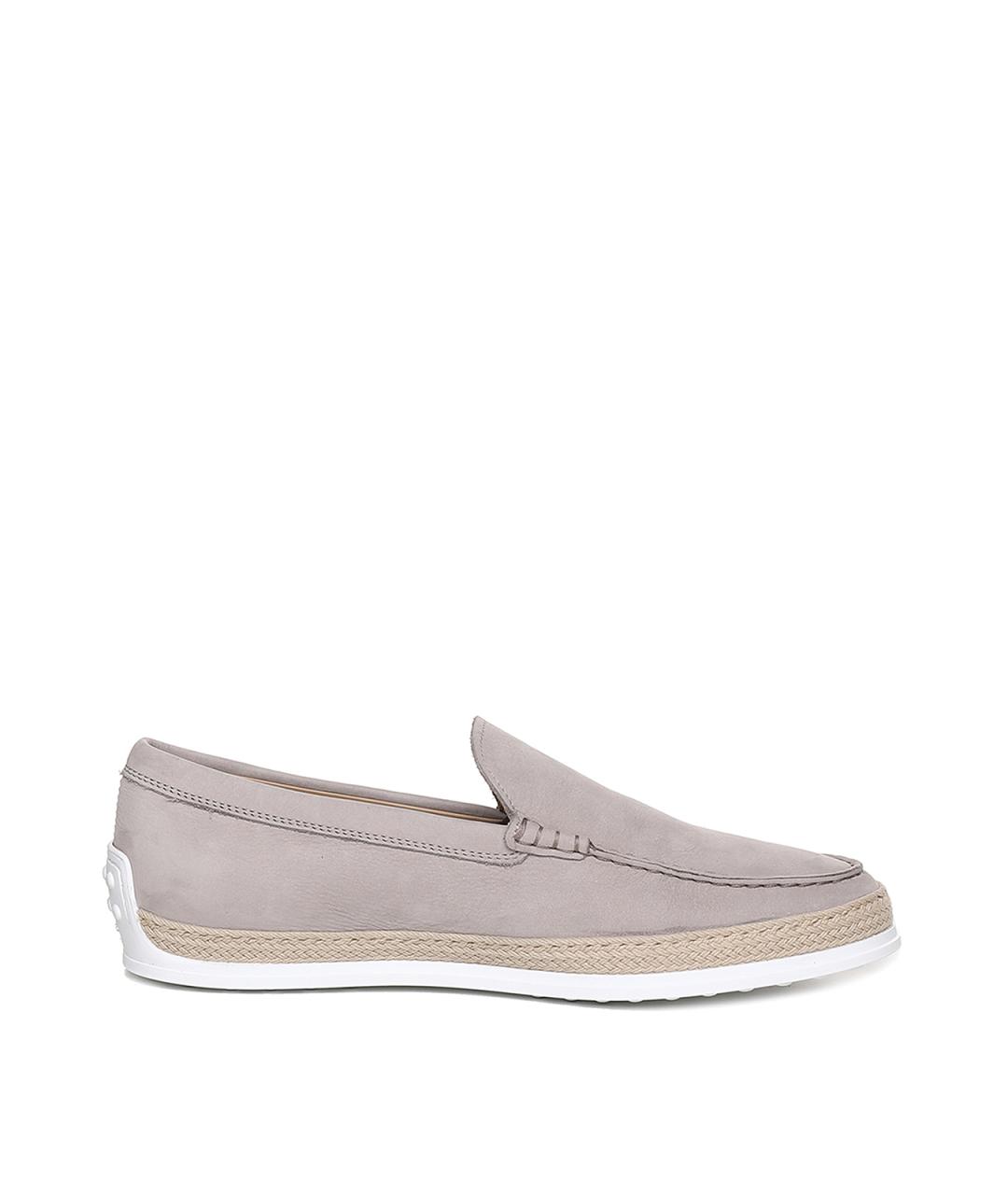 TOD'S Серые кожаные лоферы, фото 1