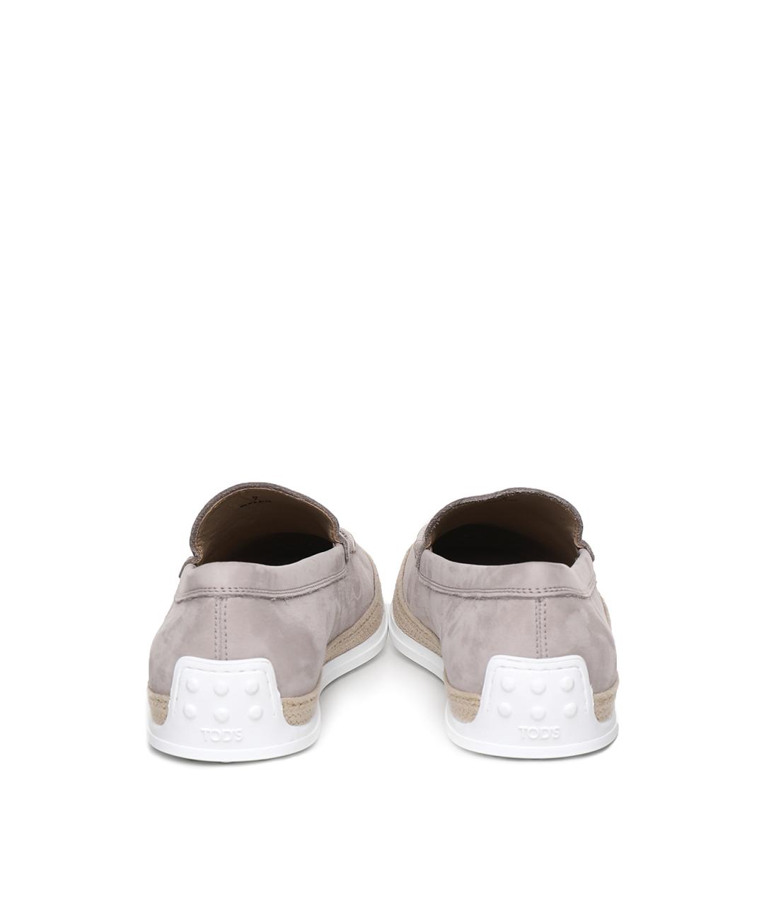 TOD'S Серые кожаные лоферы, фото 3