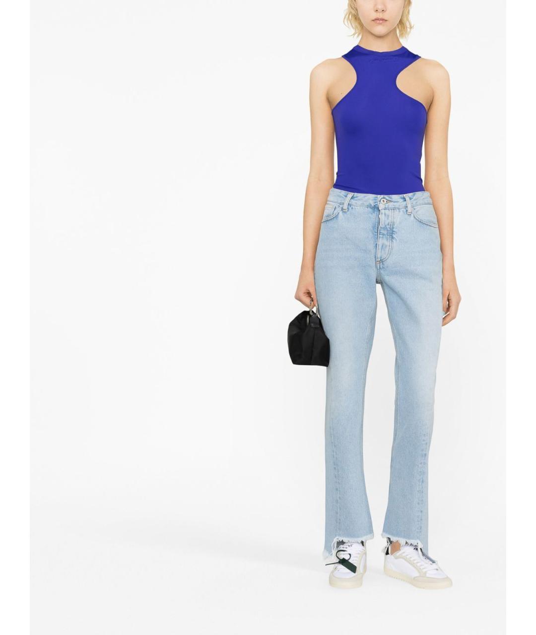 OFF-WHITE Голубые хлопковые прямые джинсы, фото 2