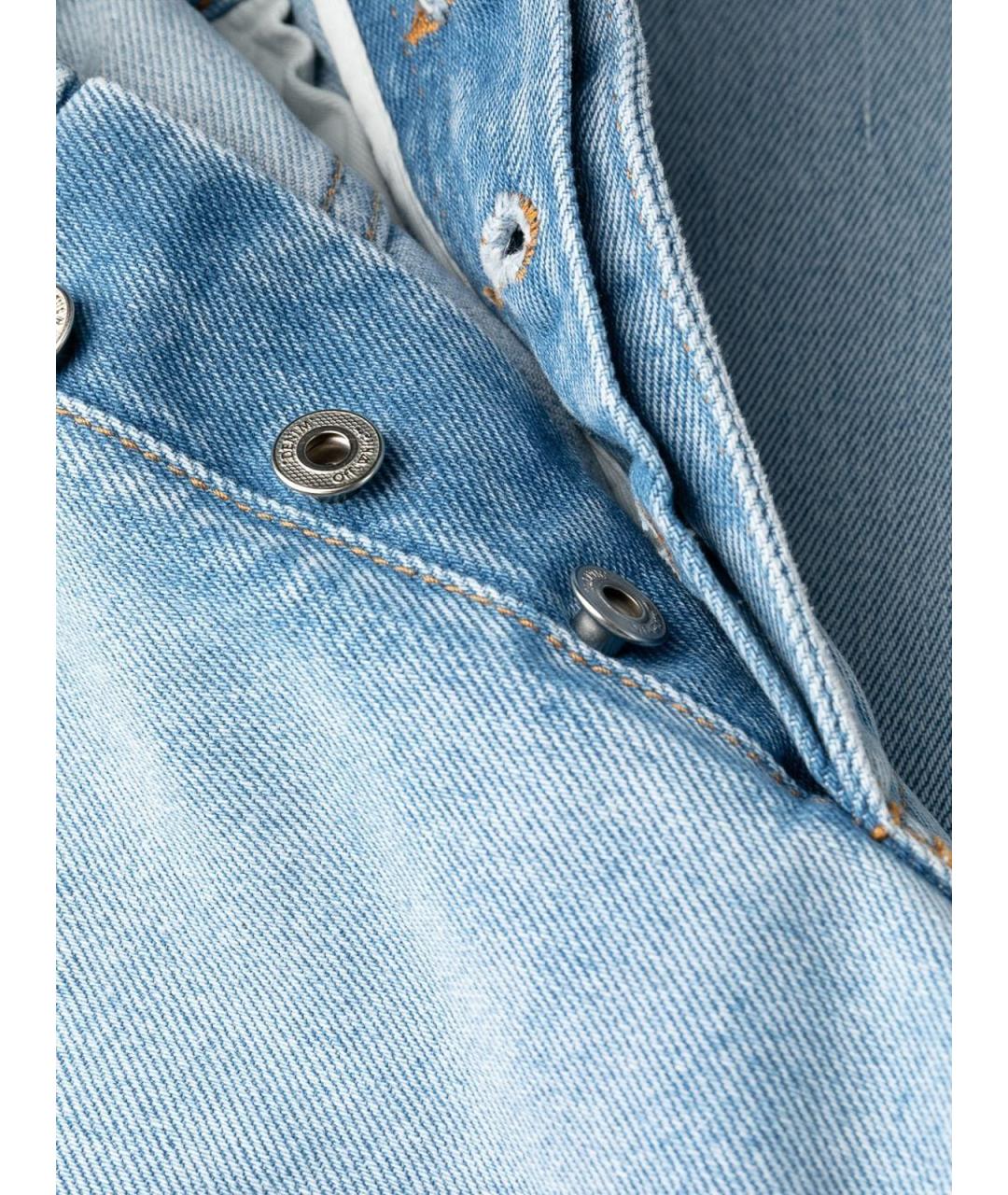 OFF-WHITE Голубые хлопковые прямые джинсы, фото 4