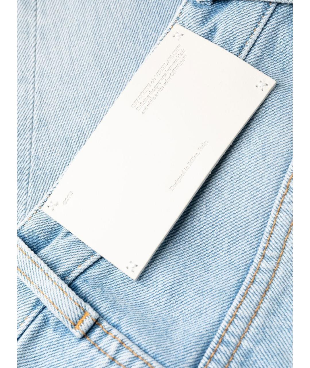 OFF-WHITE Голубые хлопковые прямые джинсы, фото 3