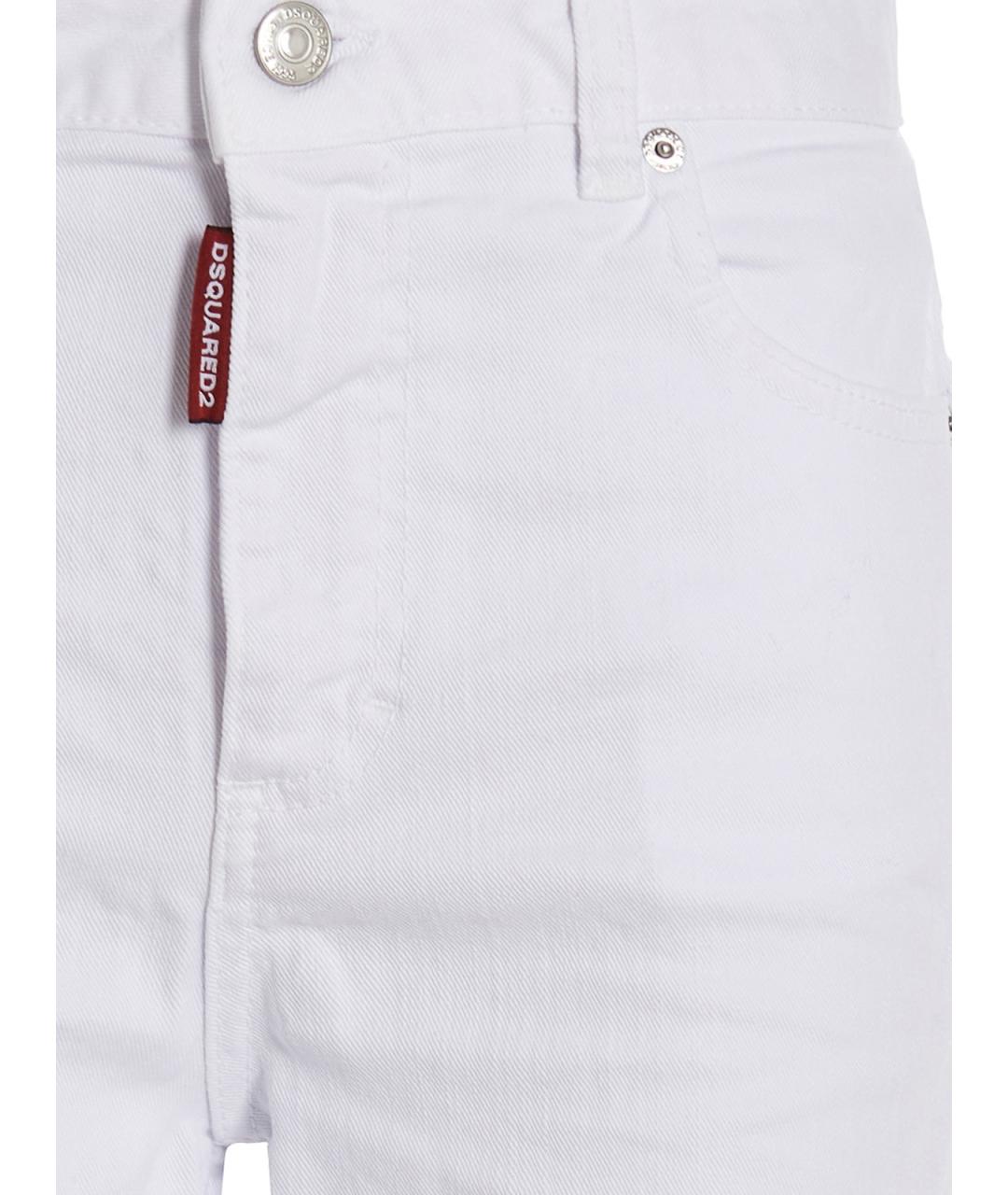 DSQUARED2 Белые хлопко-эластановые джинсы клеш, фото 3