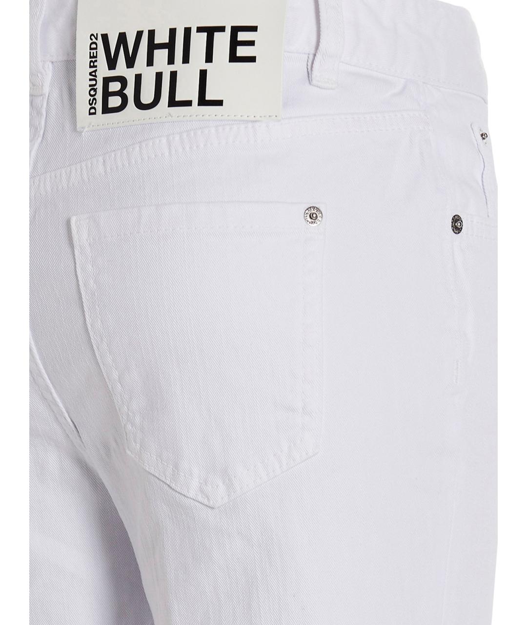 DSQUARED2 Белые хлопко-эластановые джинсы клеш, фото 4