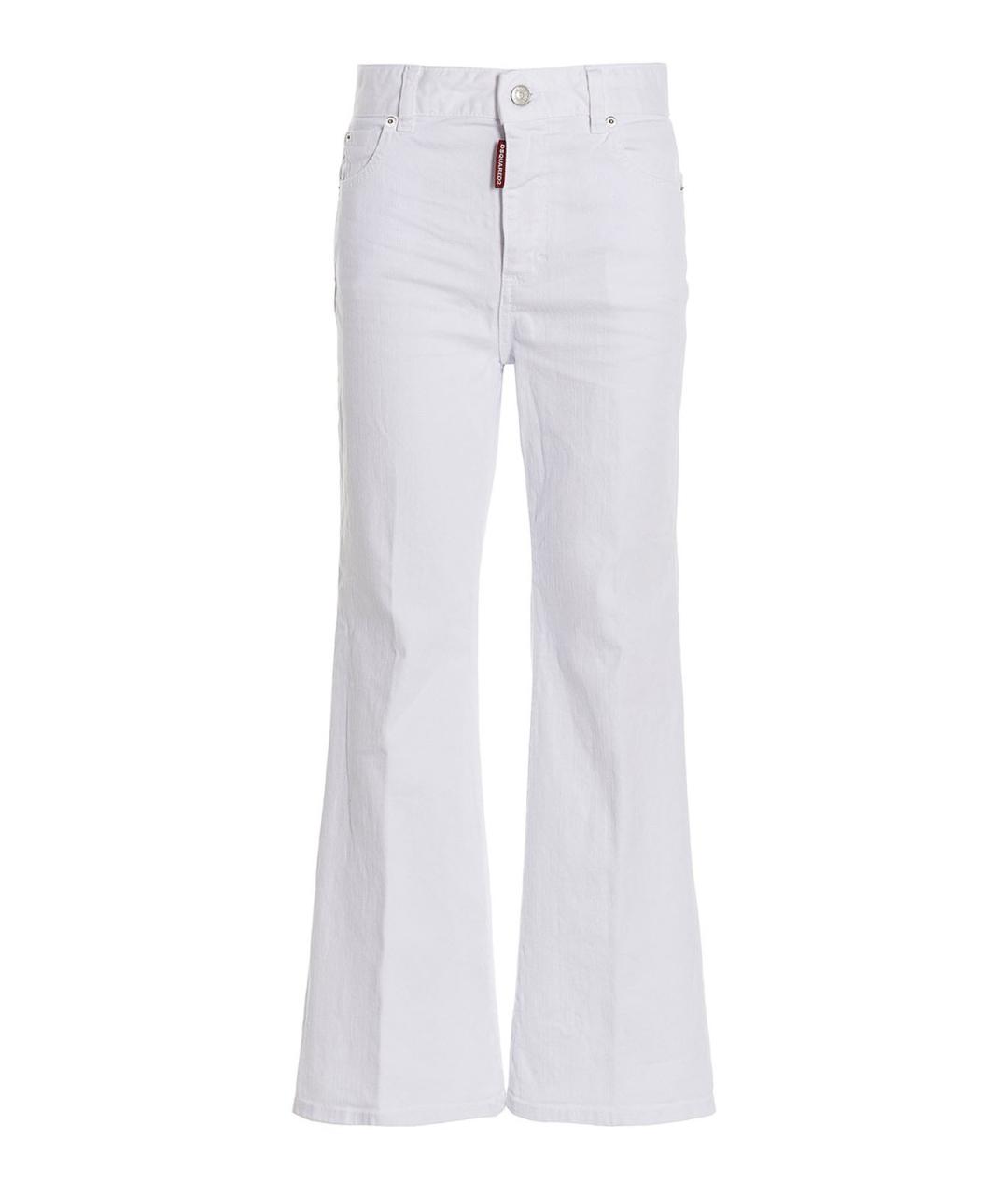 DSQUARED2 Белые хлопко-эластановые джинсы клеш, фото 1