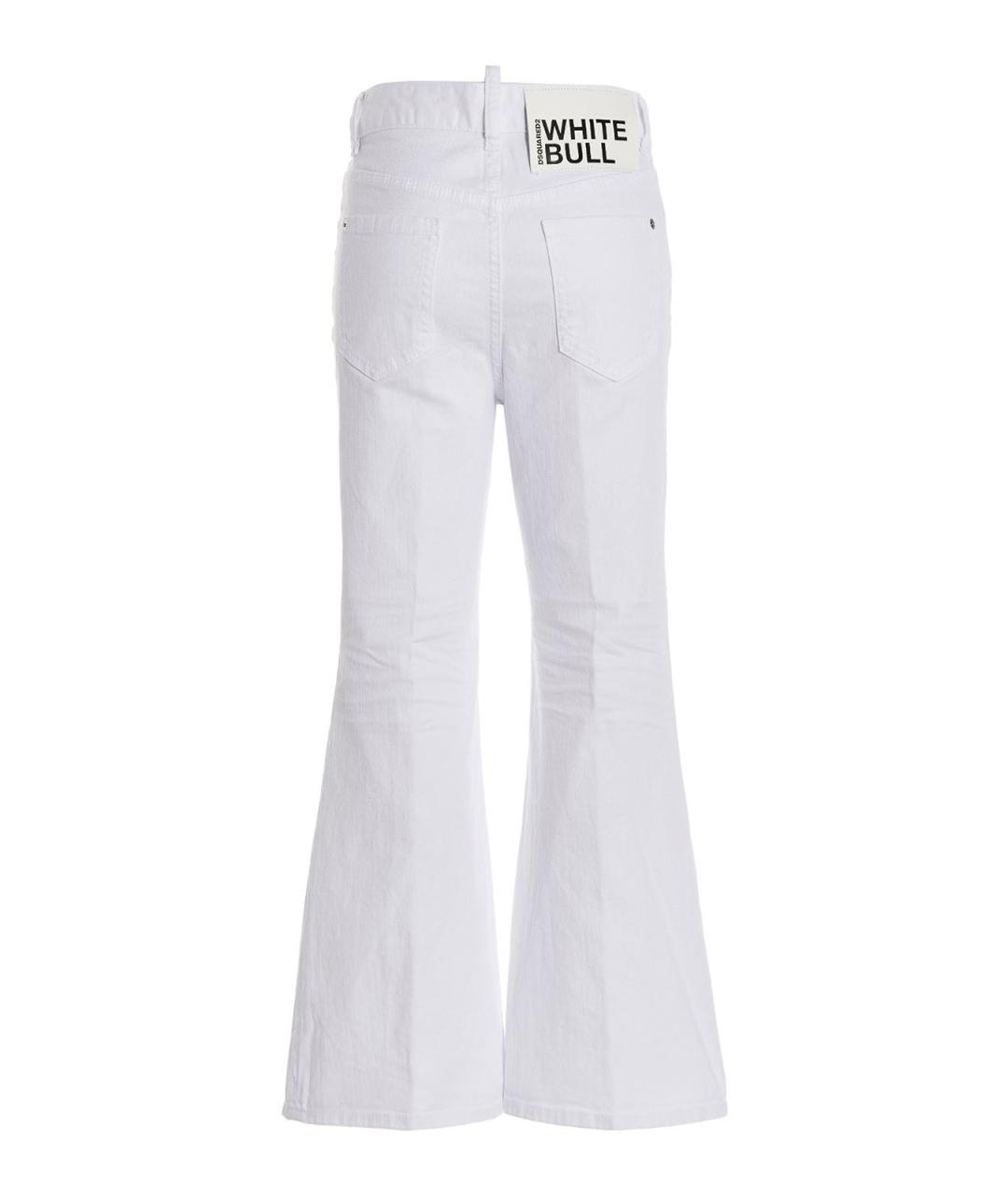DSQUARED2 Белые хлопко-эластановые джинсы клеш, фото 2