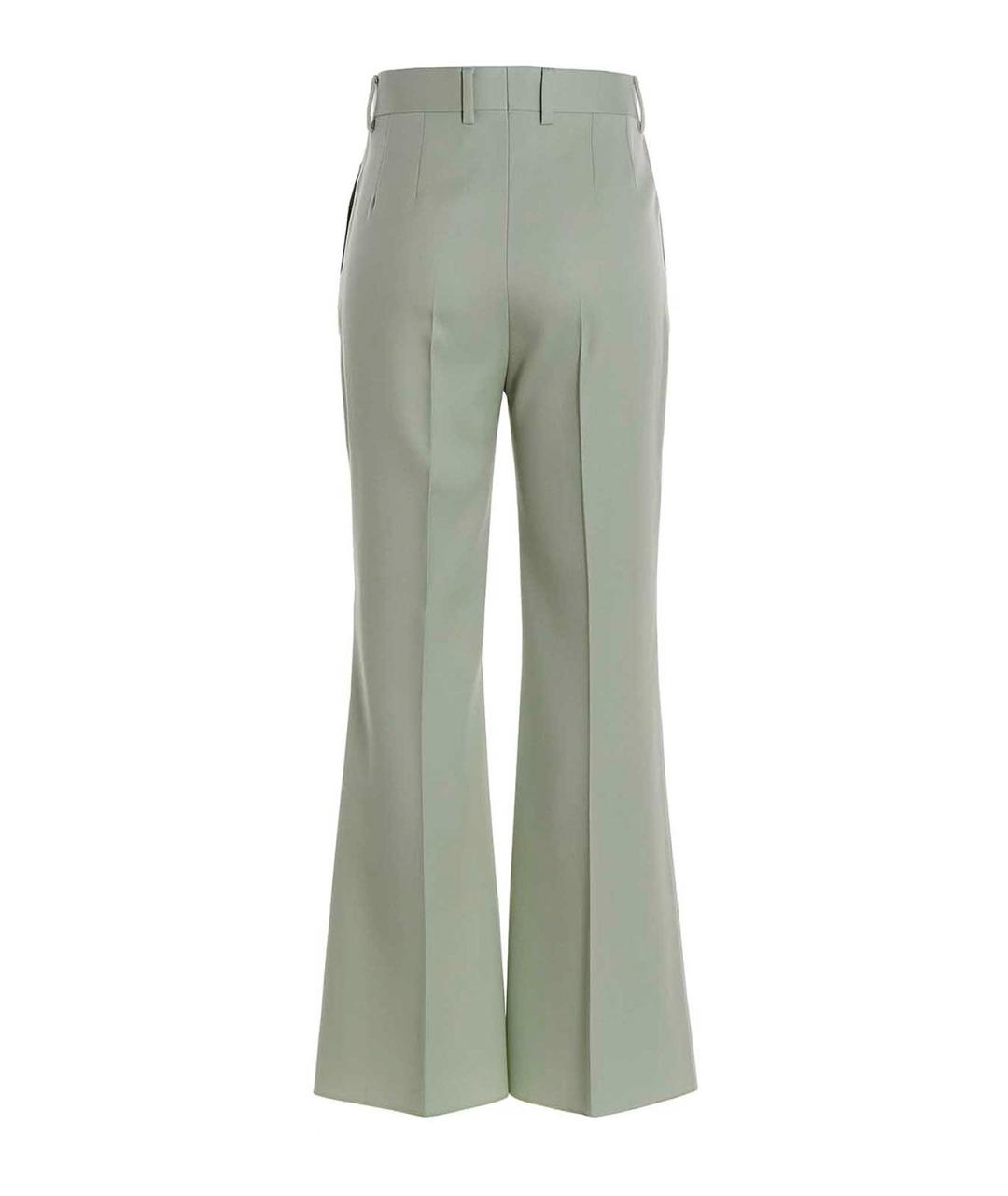 LANVIN Зеленые шерстяные прямые брюки, фото 2