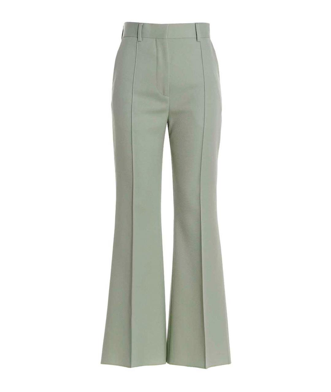 LANVIN Зеленые шерстяные прямые брюки, фото 1