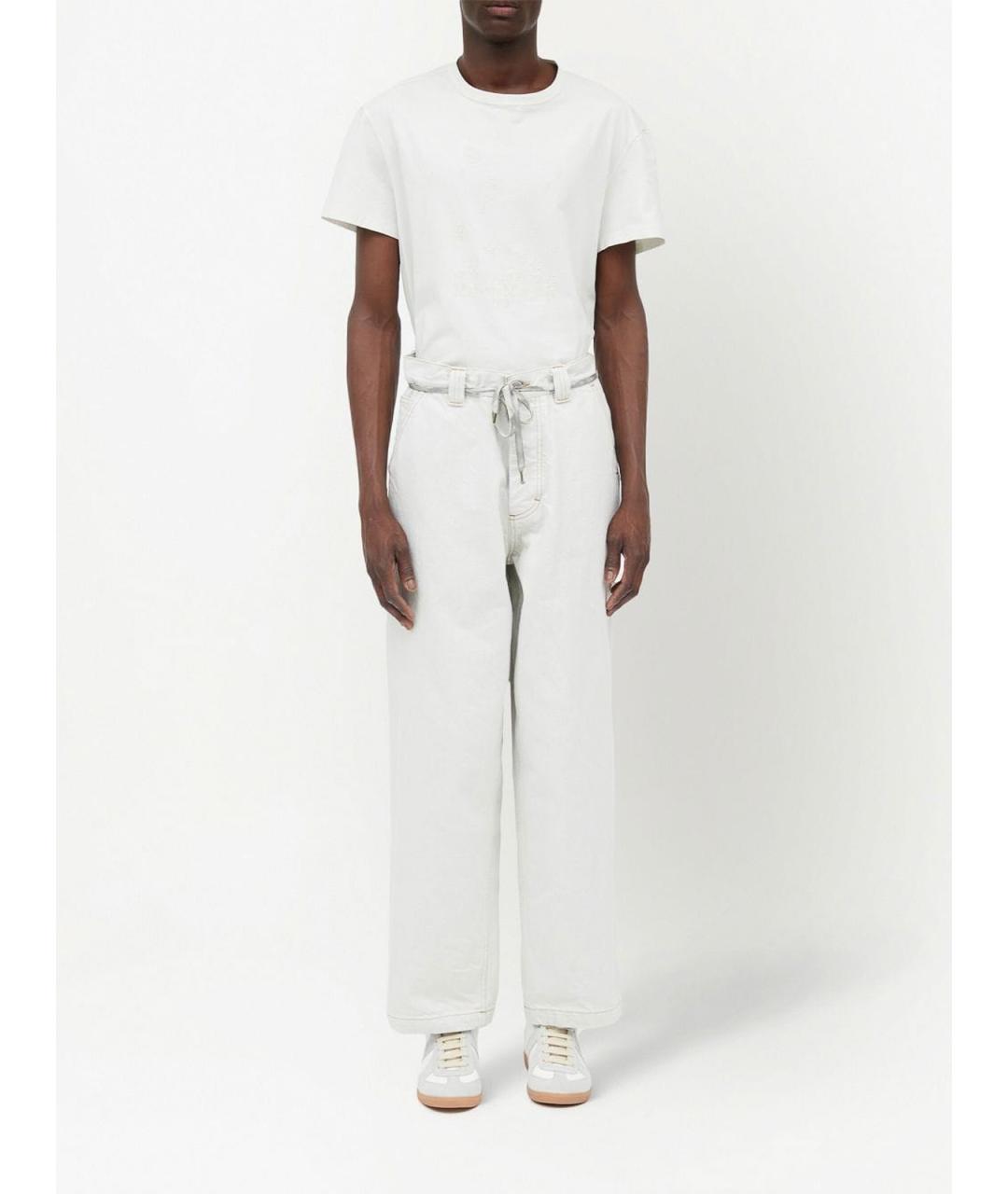 MAISON MARGIELA Белые хлопковые прямые джинсы, фото 3