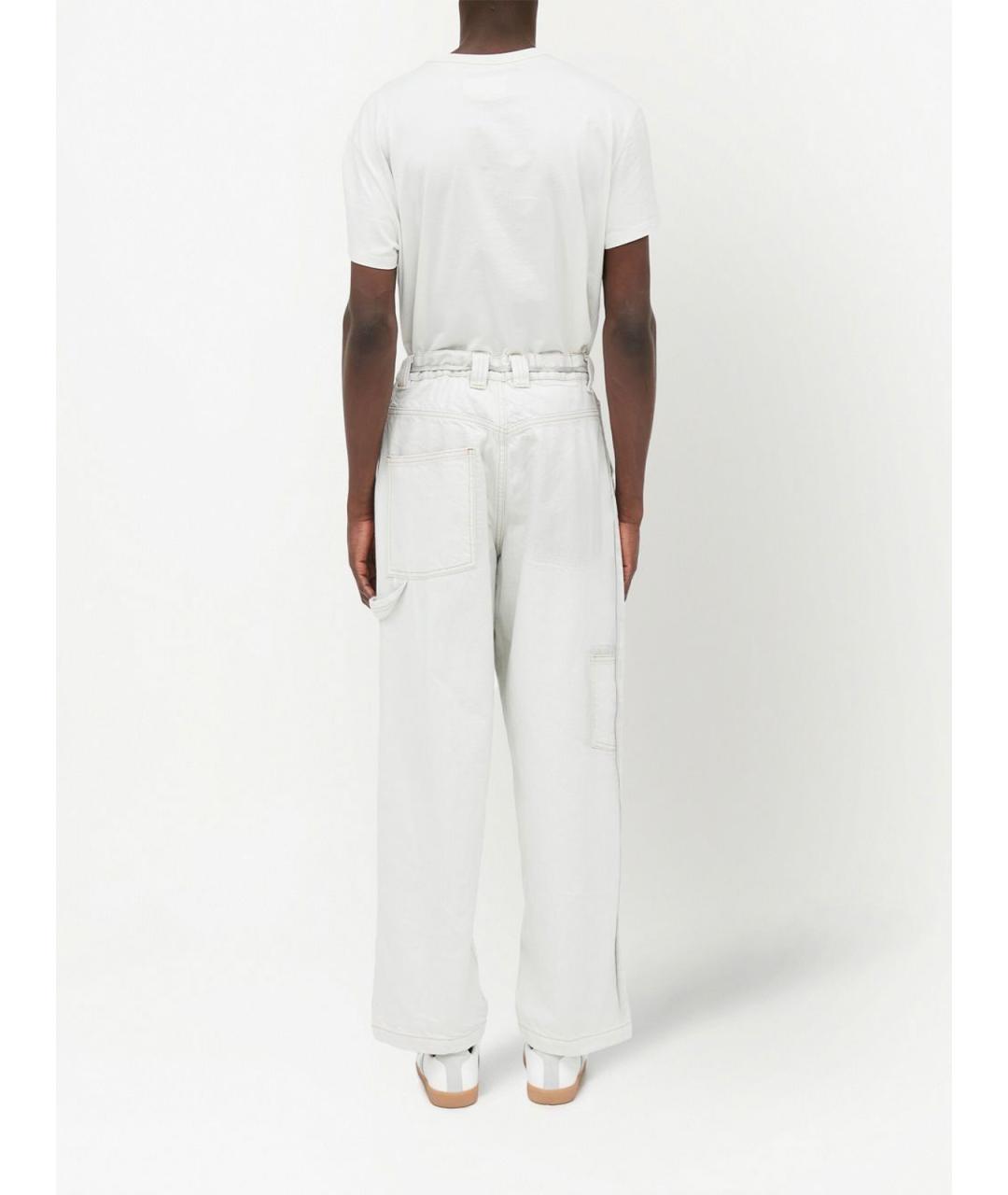 MAISON MARGIELA Белые хлопковые прямые джинсы, фото 4