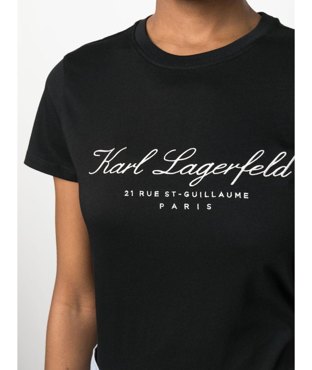 KARL LAGERFELD Черная хлопковая футболка, фото 5