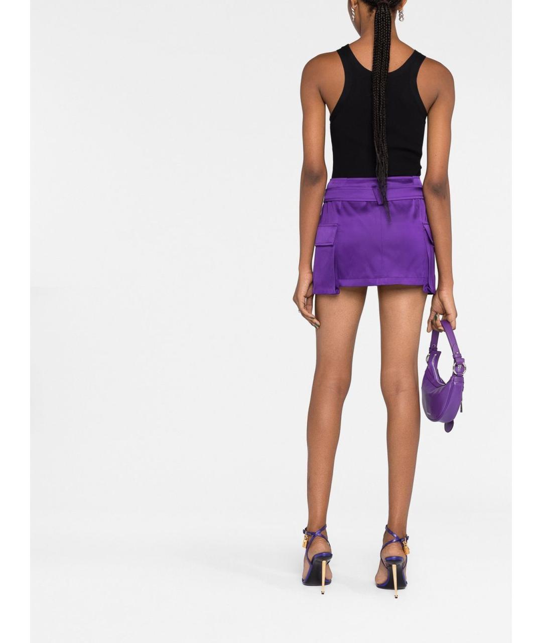 VERSACE Фиолетовая вискозная юбка мини, фото 3