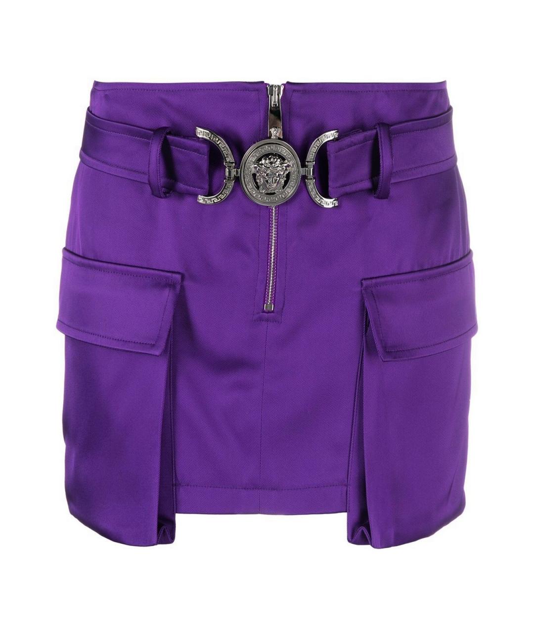 VERSACE Фиолетовая вискозная юбка мини, фото 1