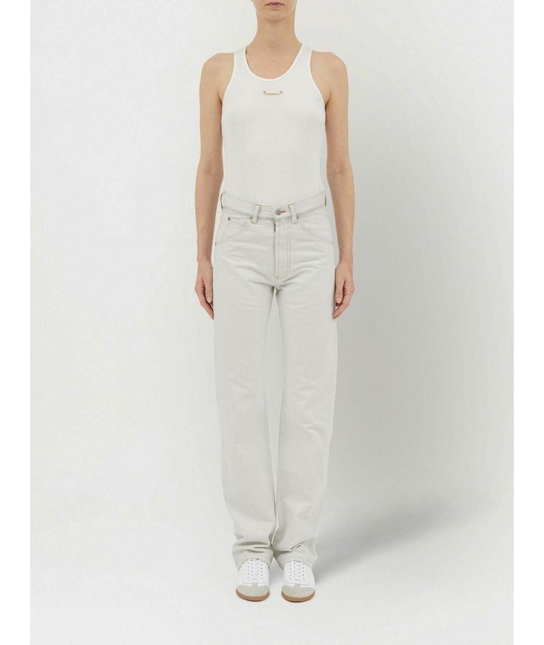 MAISON MARGIELA Белые хлопковые джинсы слим, фото 3