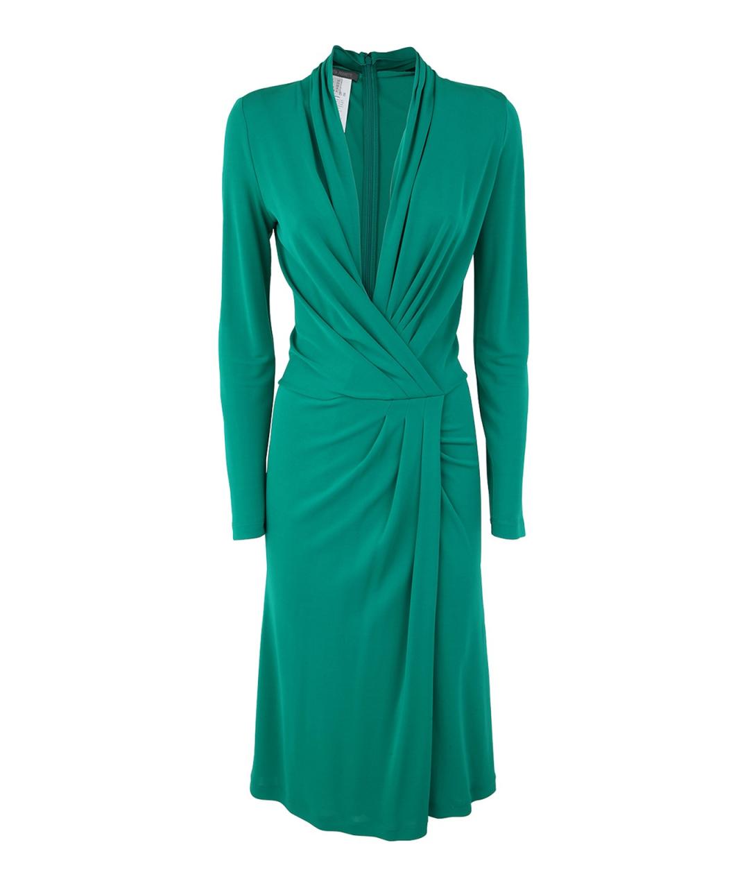 ALBERTA FERRETTI Зеленое вискозное коктейльное платье, фото 1