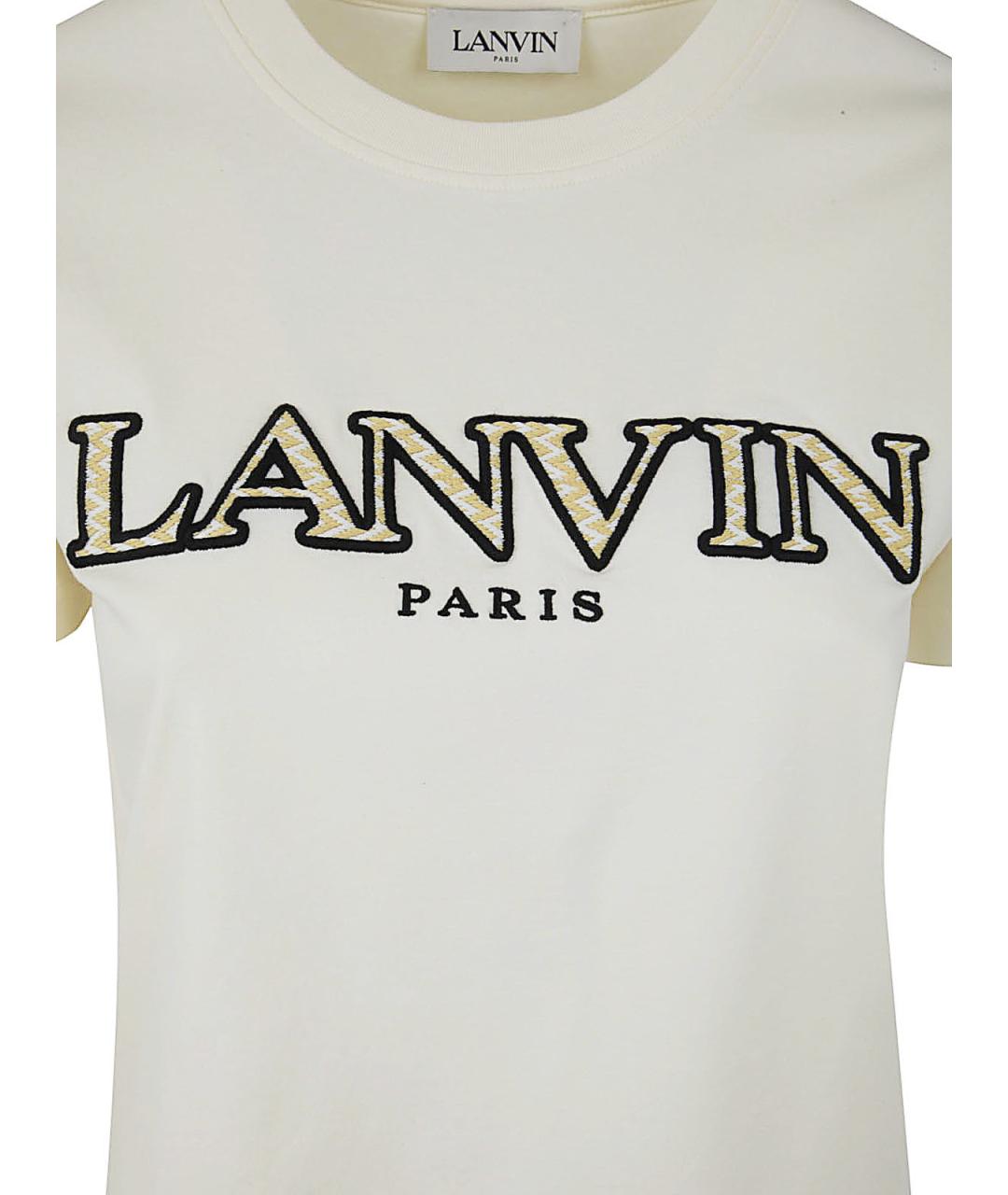 LANVIN Белая хлопковая футболка, фото 3