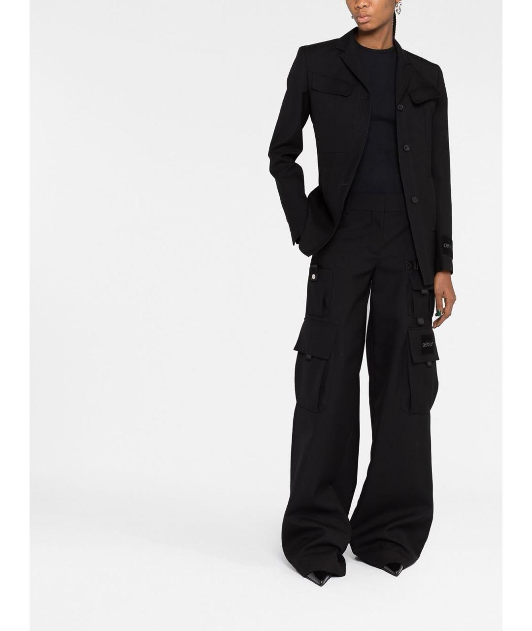 OFF-WHITE Черные шерстяные брюки широкие, фото 2