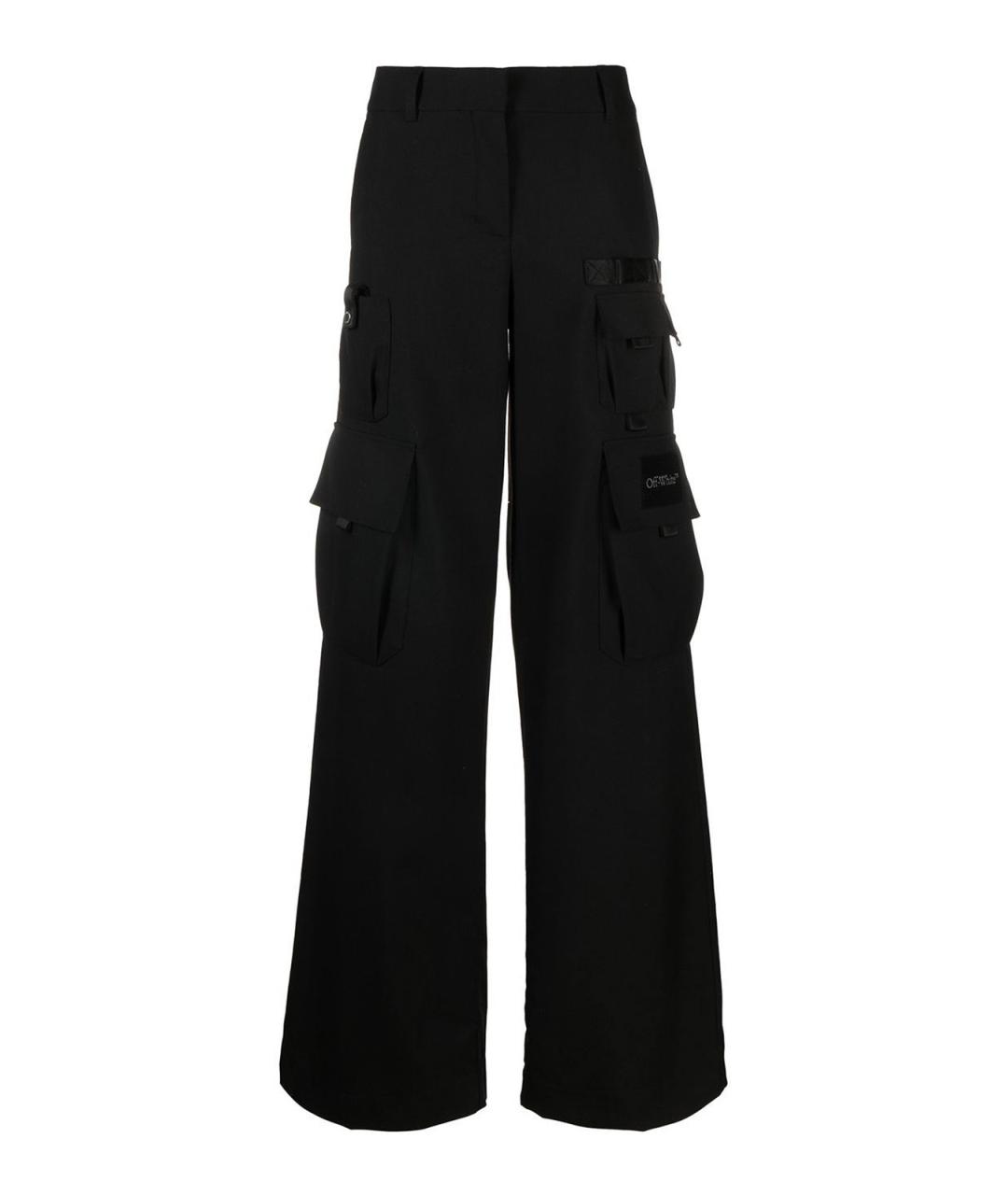 OFF-WHITE Черные шерстяные брюки широкие, фото 1