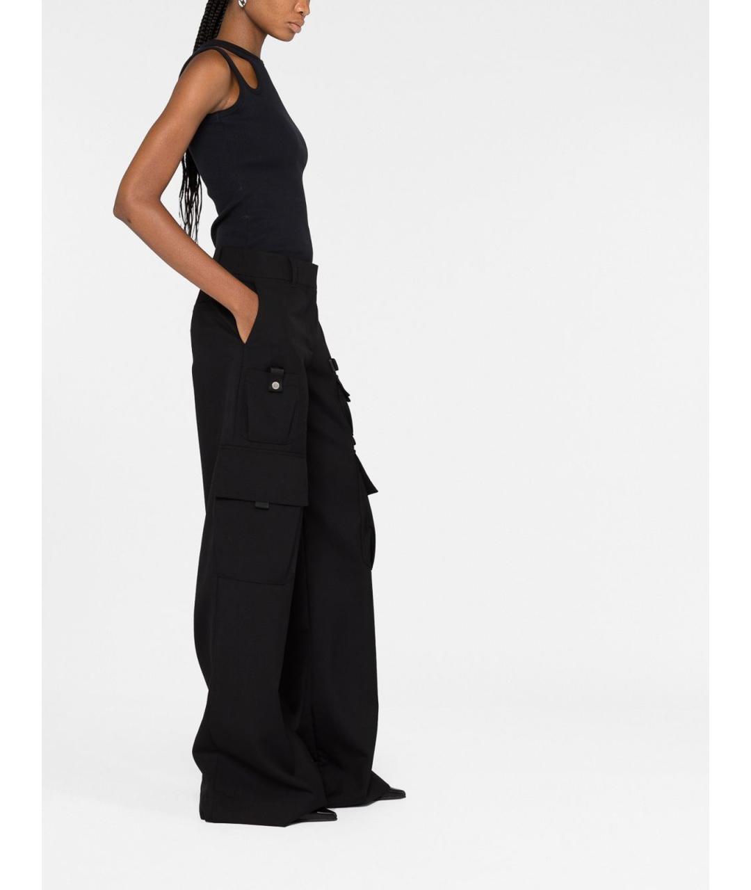 OFF-WHITE Черные шерстяные брюки широкие, фото 4