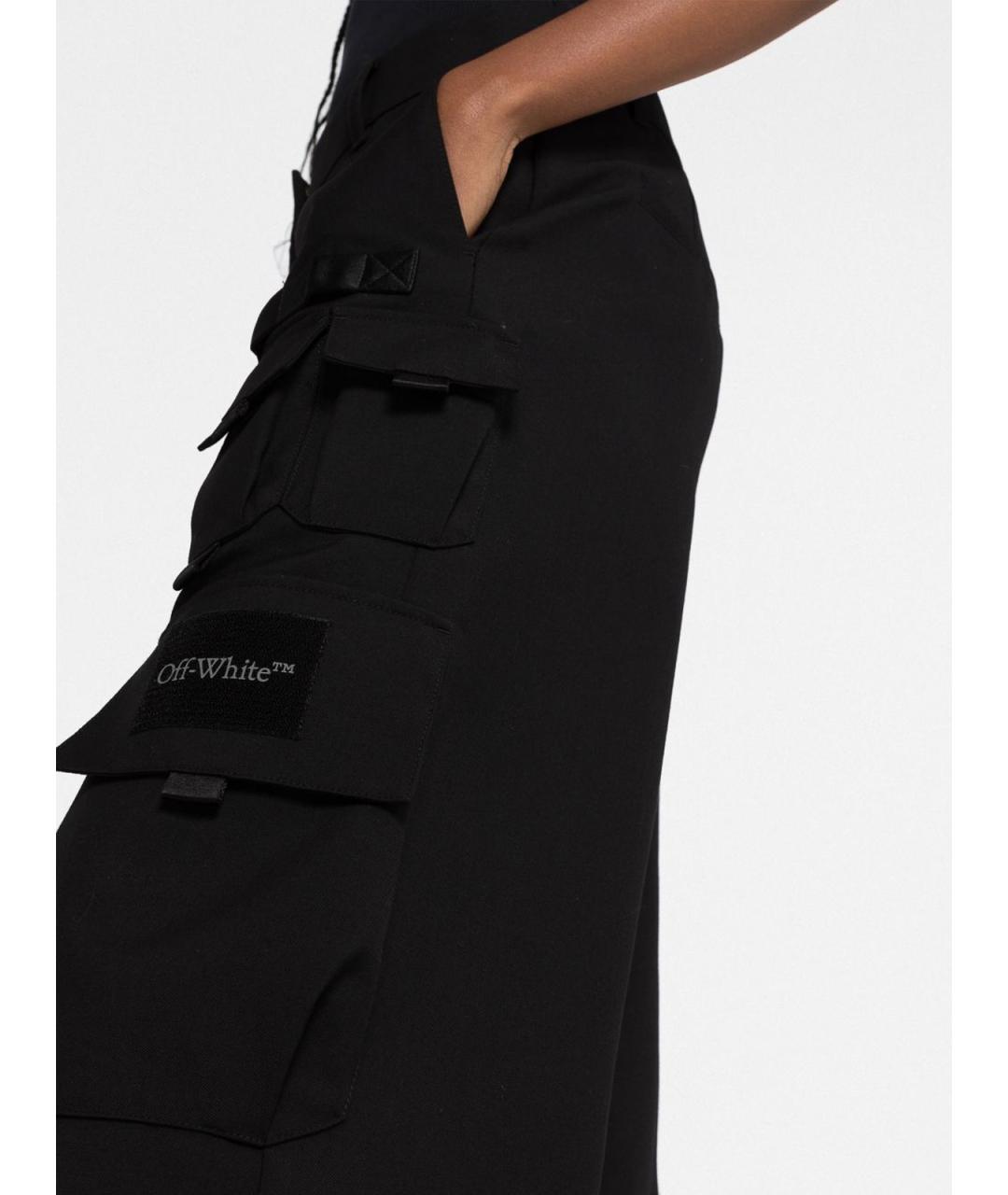OFF-WHITE Черные шерстяные брюки широкие, фото 6