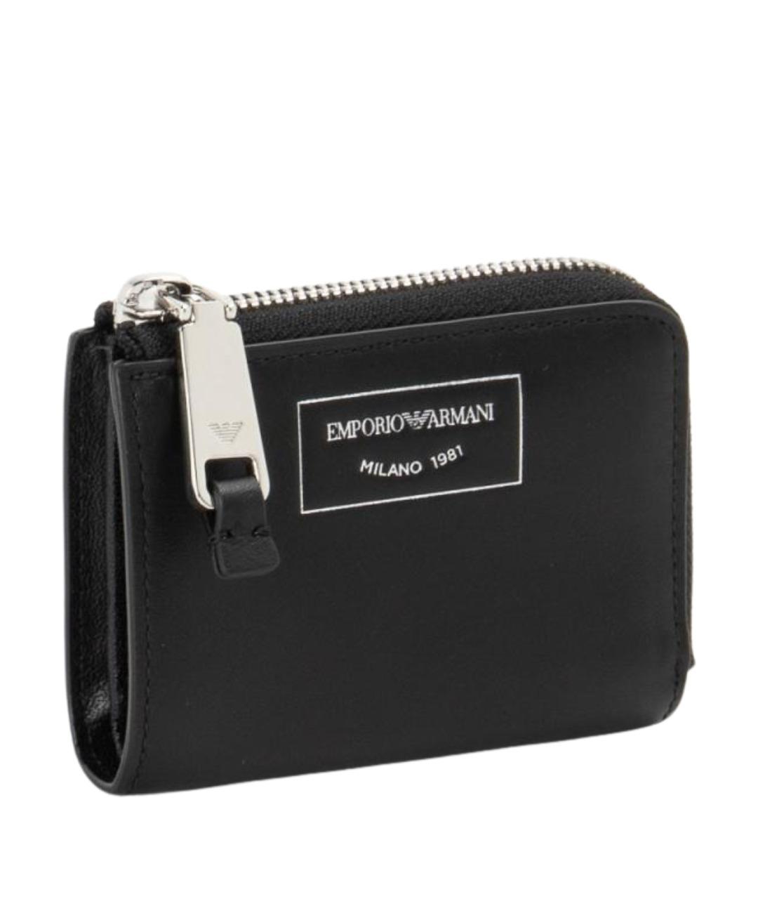 EMPORIO ARMANI Черный кожаный кошелек, фото 1