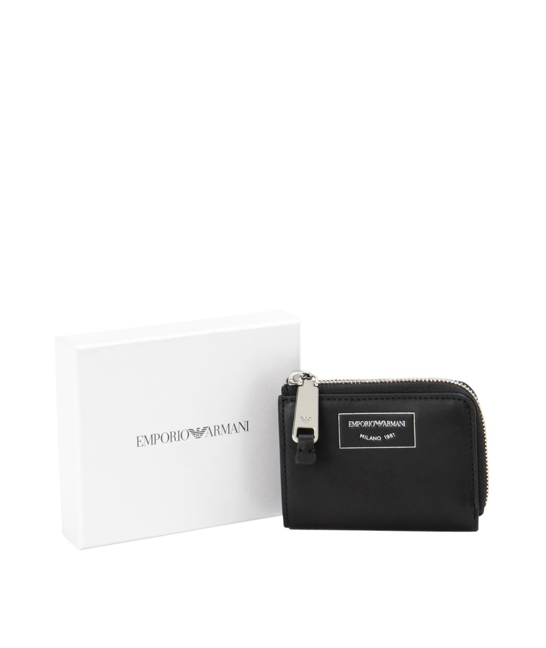 EMPORIO ARMANI Черный кожаный кошелек, фото 2