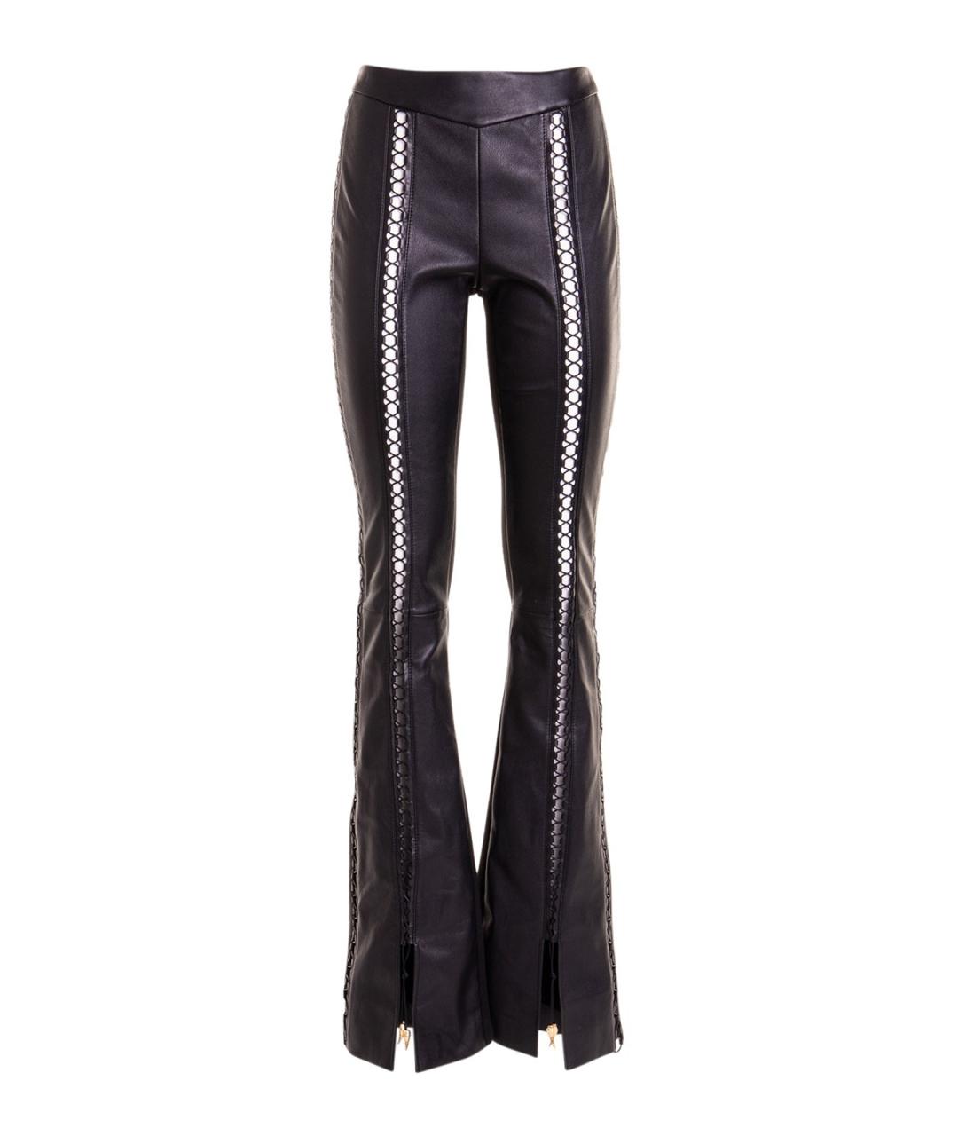 ROBERTO CAVALLI Черные кожаные брюки узкие, фото 1