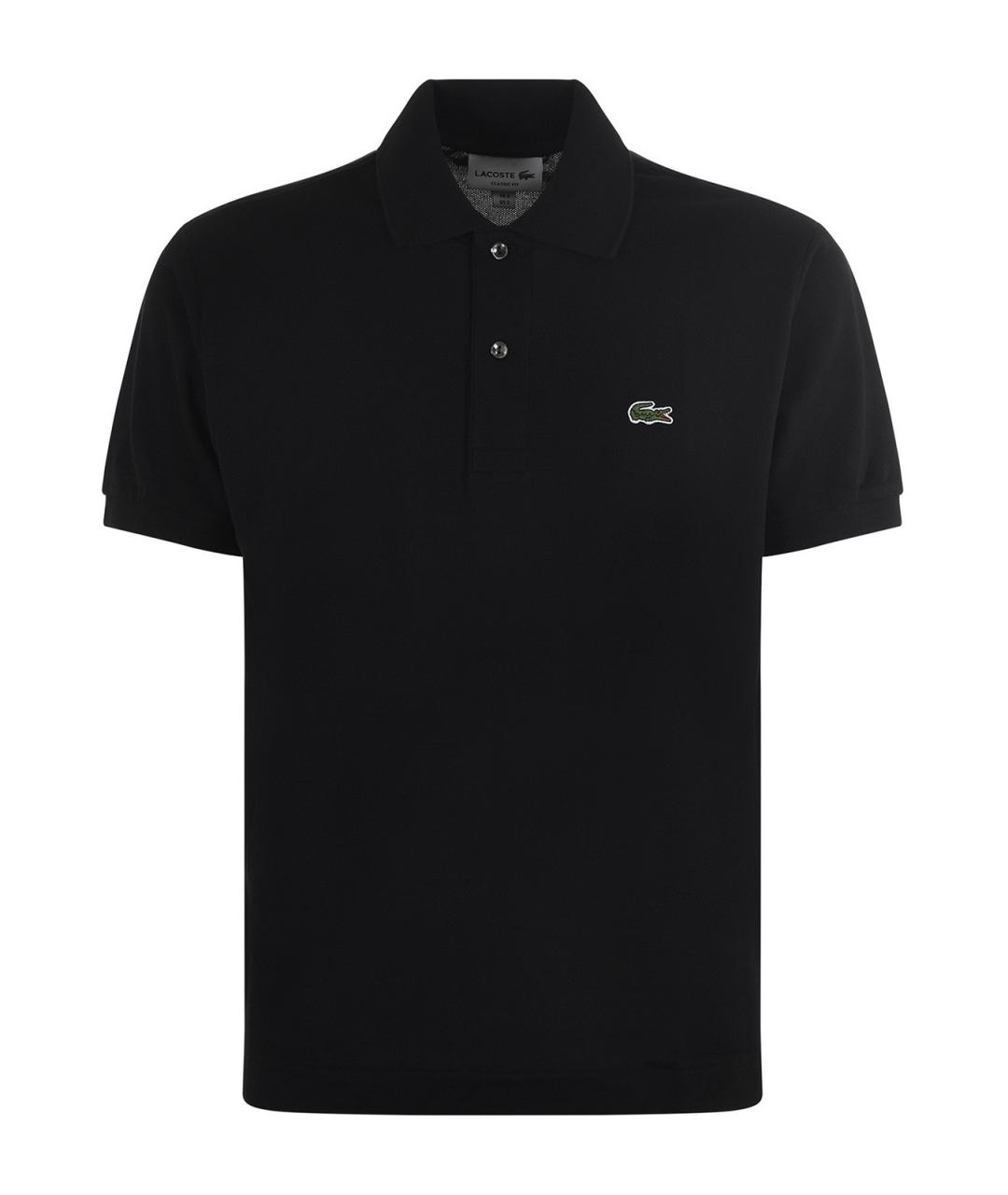 LACOSTE Черное хлопковое поло с коротким рукавом, фото 1
