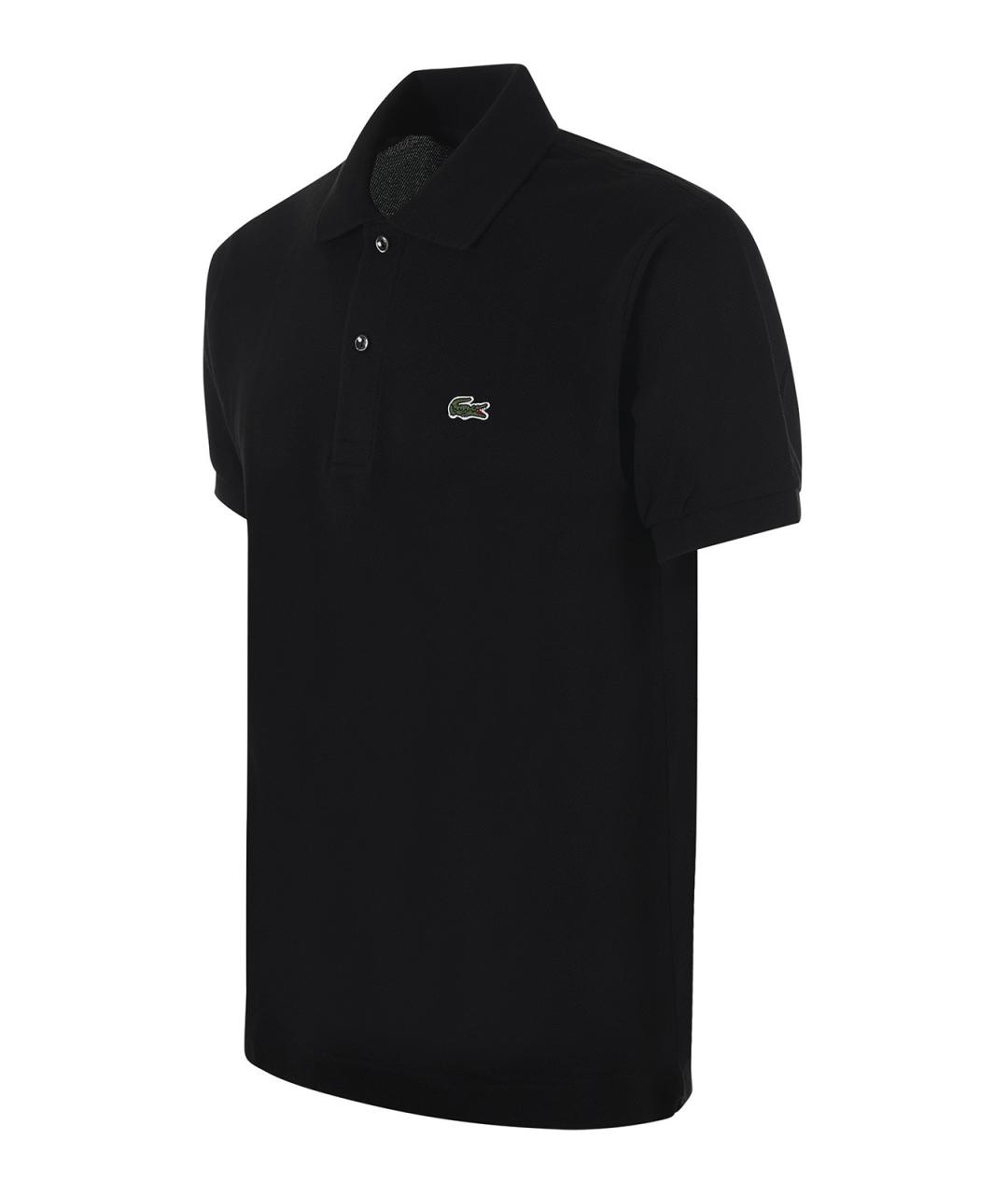 LACOSTE Черное хлопковое поло с коротким рукавом, фото 3
