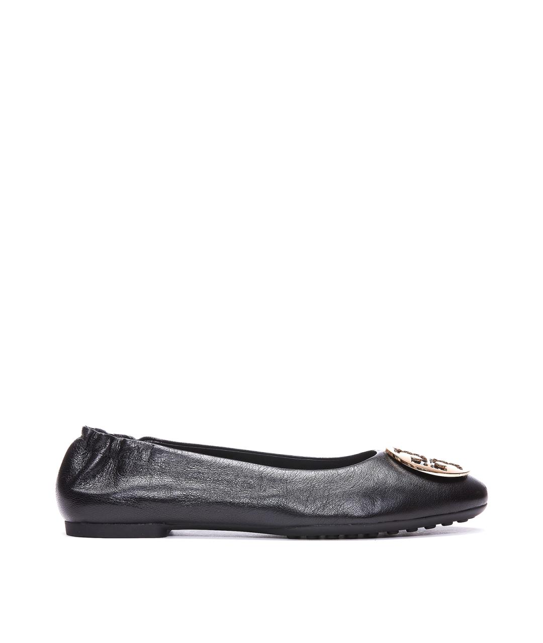 TORY BURCH Черные кожаные балетки, фото 1
