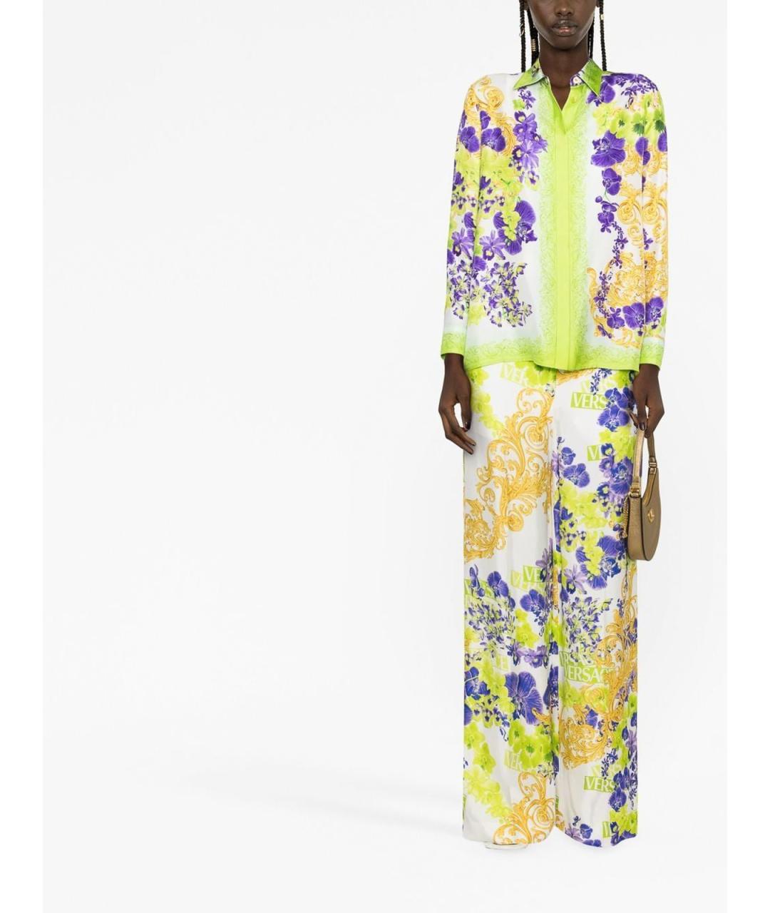 VERSACE Мульти кожаные брюки широкие, фото 2