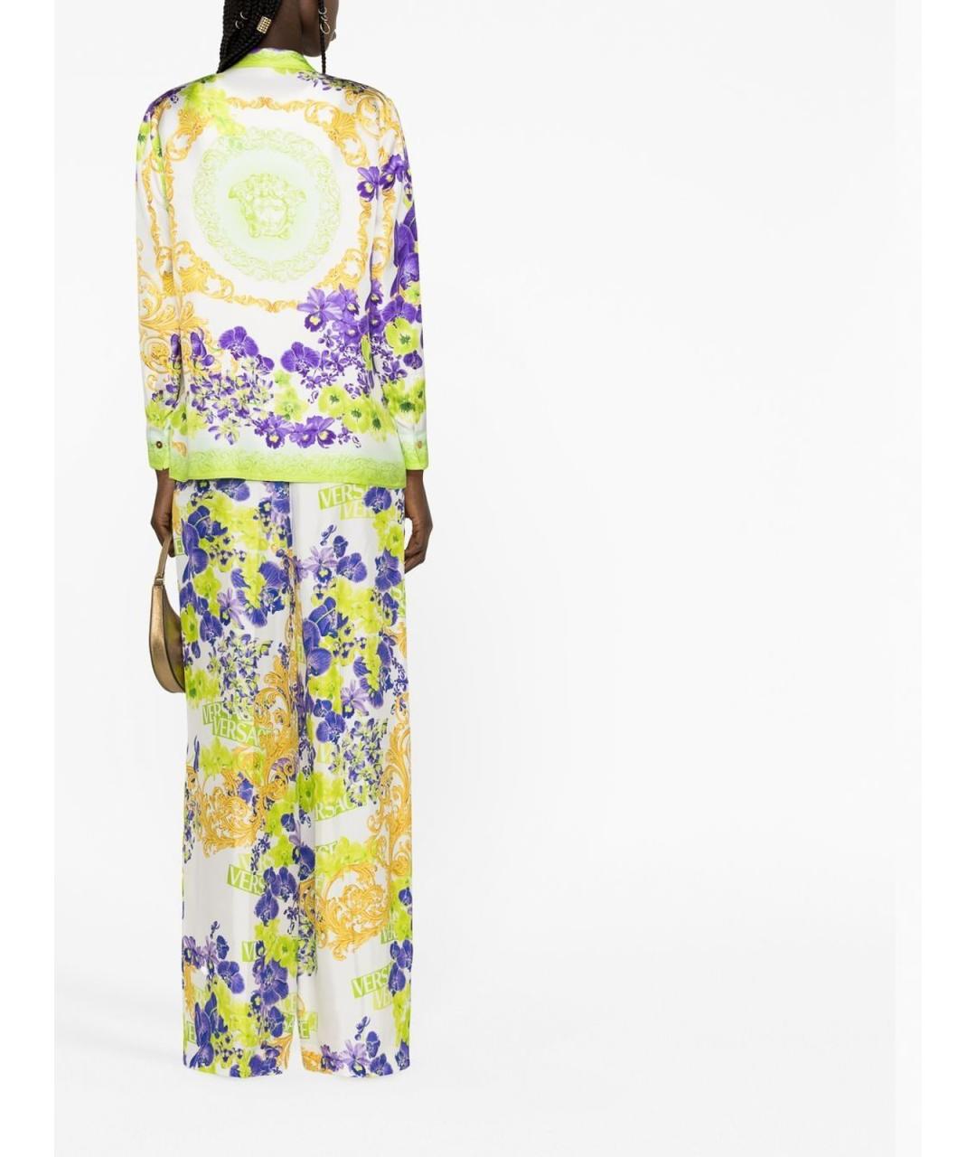 VERSACE Мульти кожаные брюки широкие, фото 4