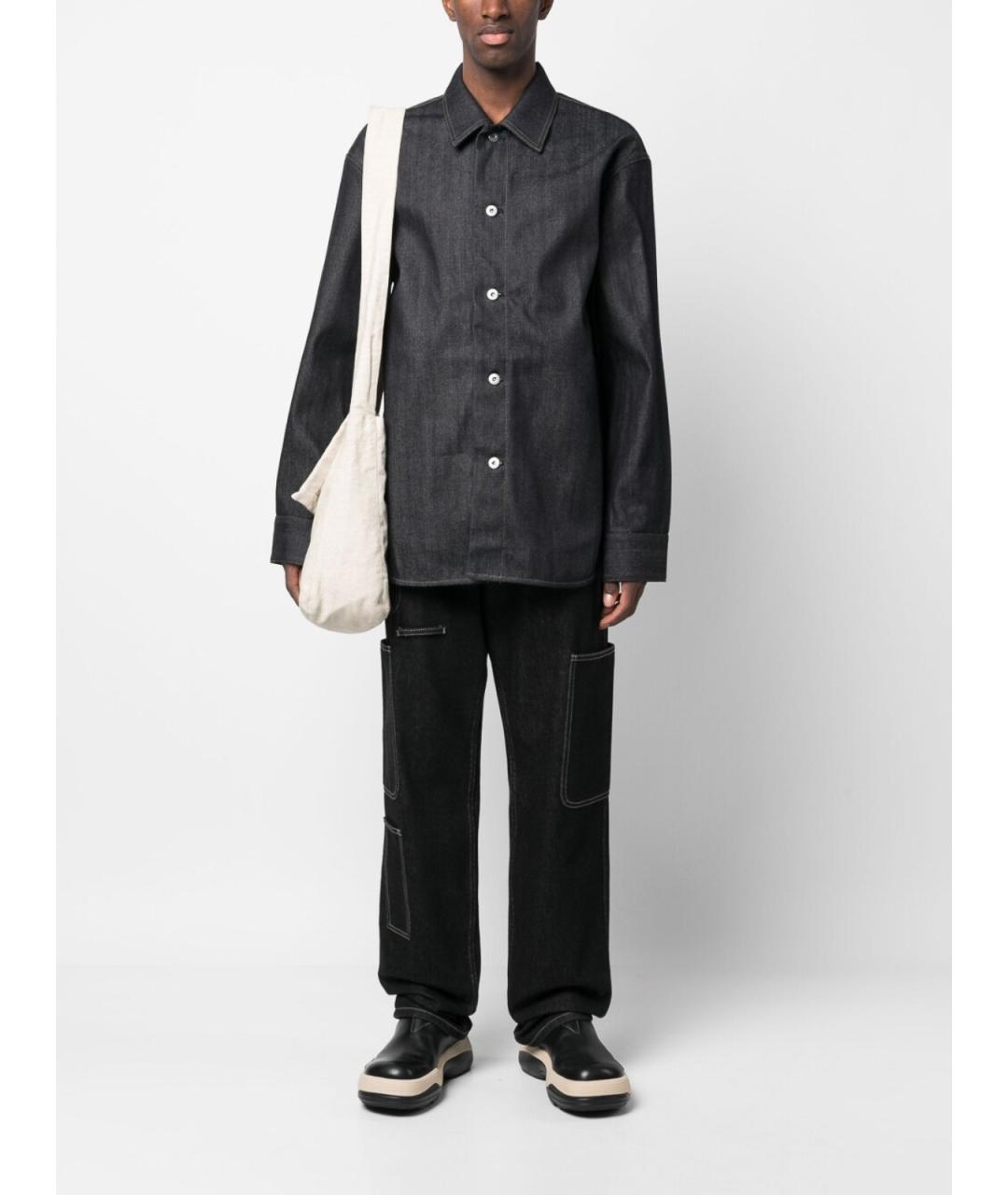 JIL SANDER Синяя хлопковая кэжуал рубашка, фото 5