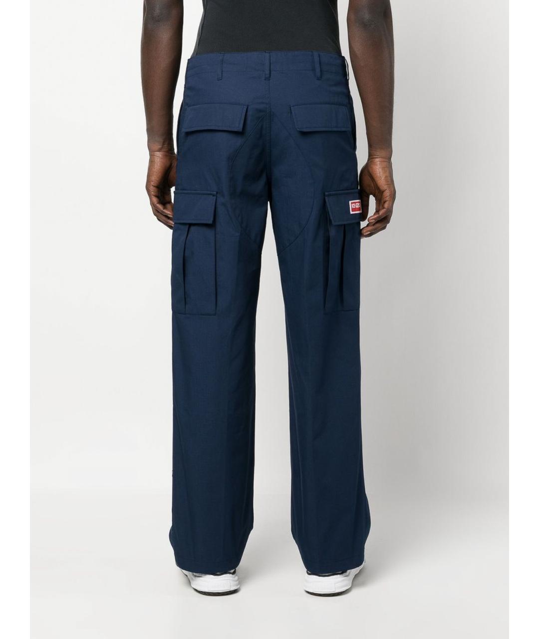 KENZO Синие хлопковые повседневные брюки, фото 5