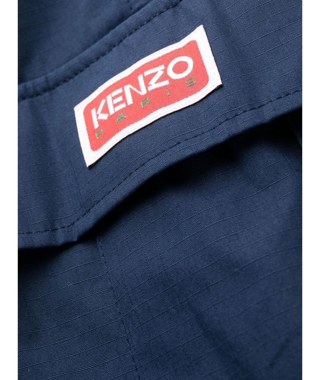 KENZO Синие хлопковые повседневные брюки, фото 7