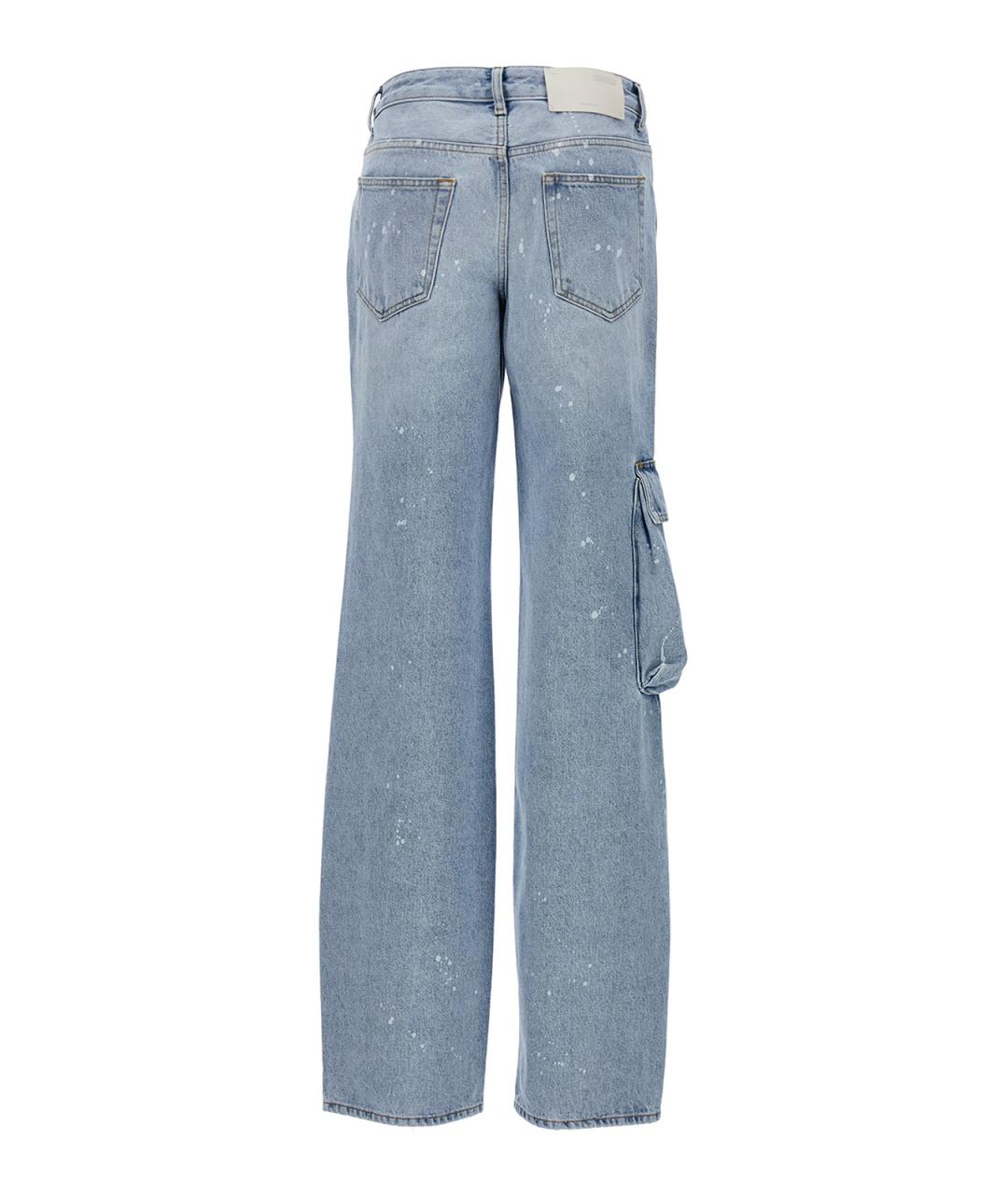 OFF-WHITE Голубые хлопковые прямые джинсы, фото 2