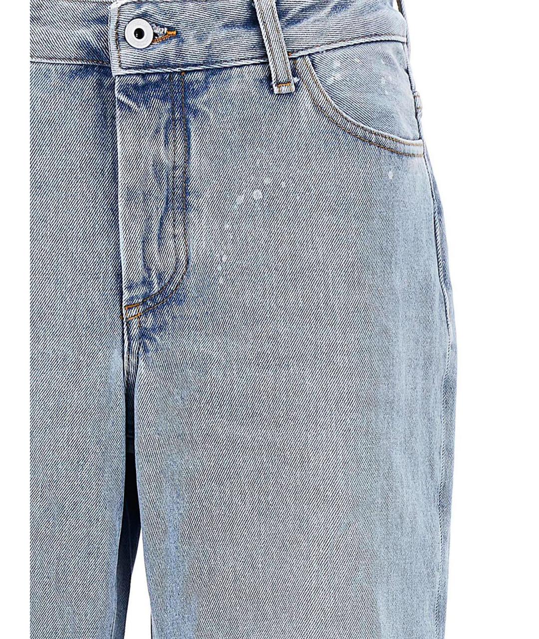 OFF-WHITE Голубые хлопковые прямые джинсы, фото 3