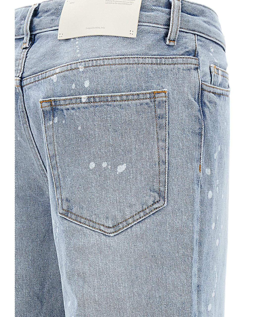 OFF-WHITE Голубые хлопковые прямые джинсы, фото 4