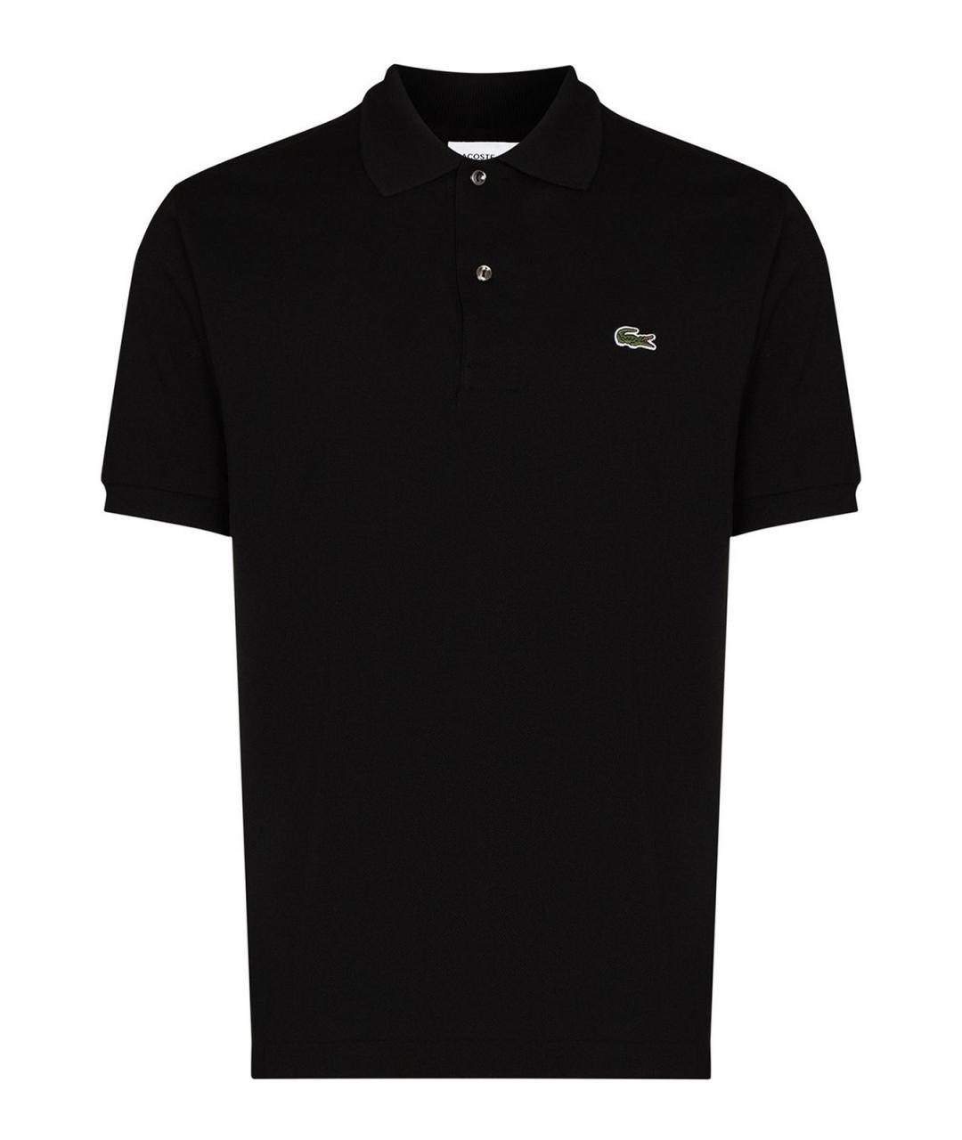 LACOSTE Черное хлопковое поло с коротким рукавом, фото 1