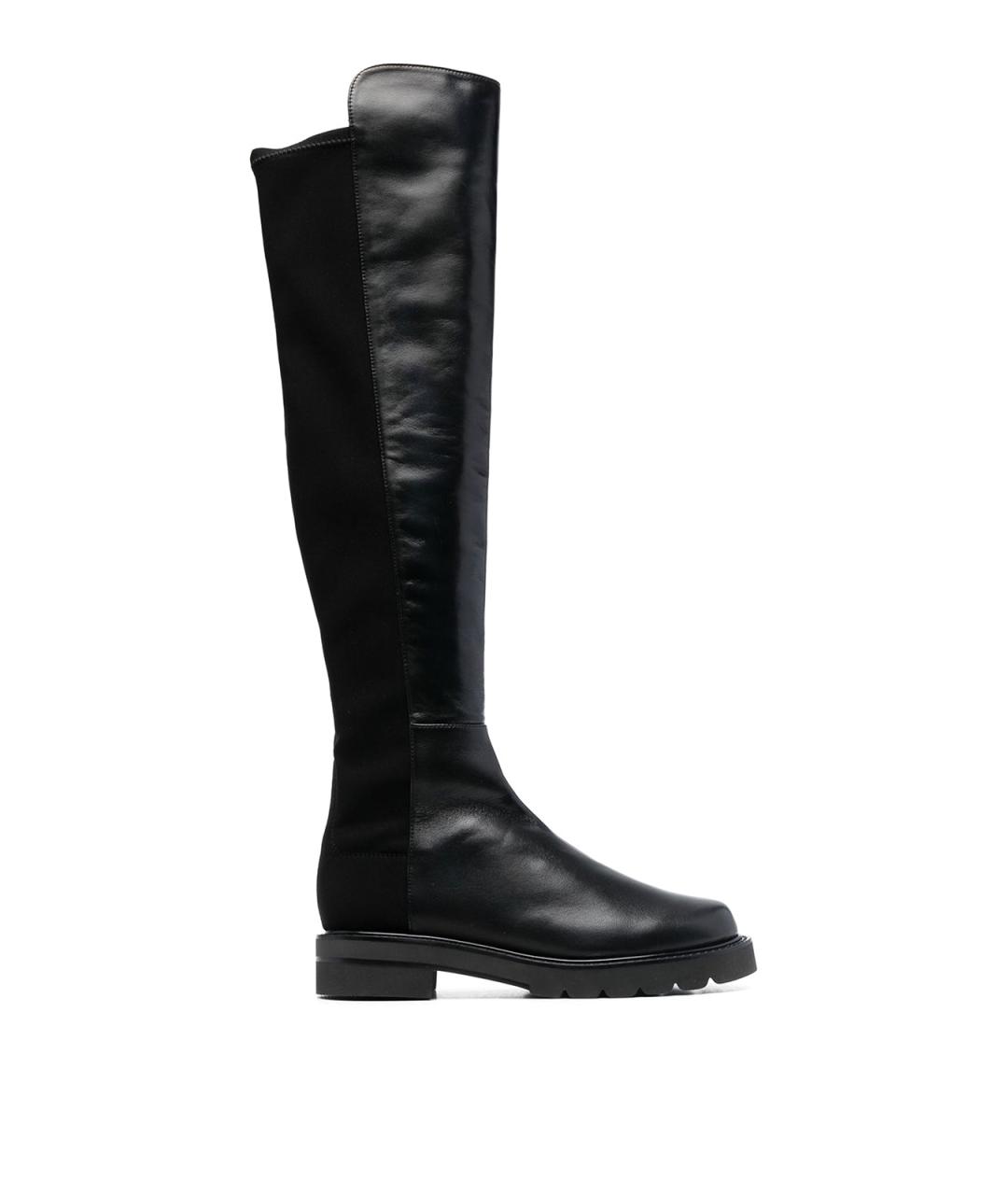 STUART WEITZMAN Черные кожаные ботфорты, фото 1