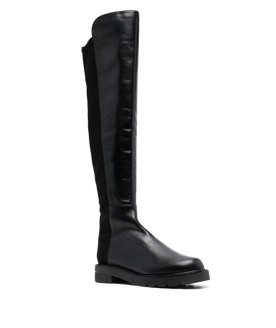STUART WEITZMAN Черные кожаные ботфорты, фото 4