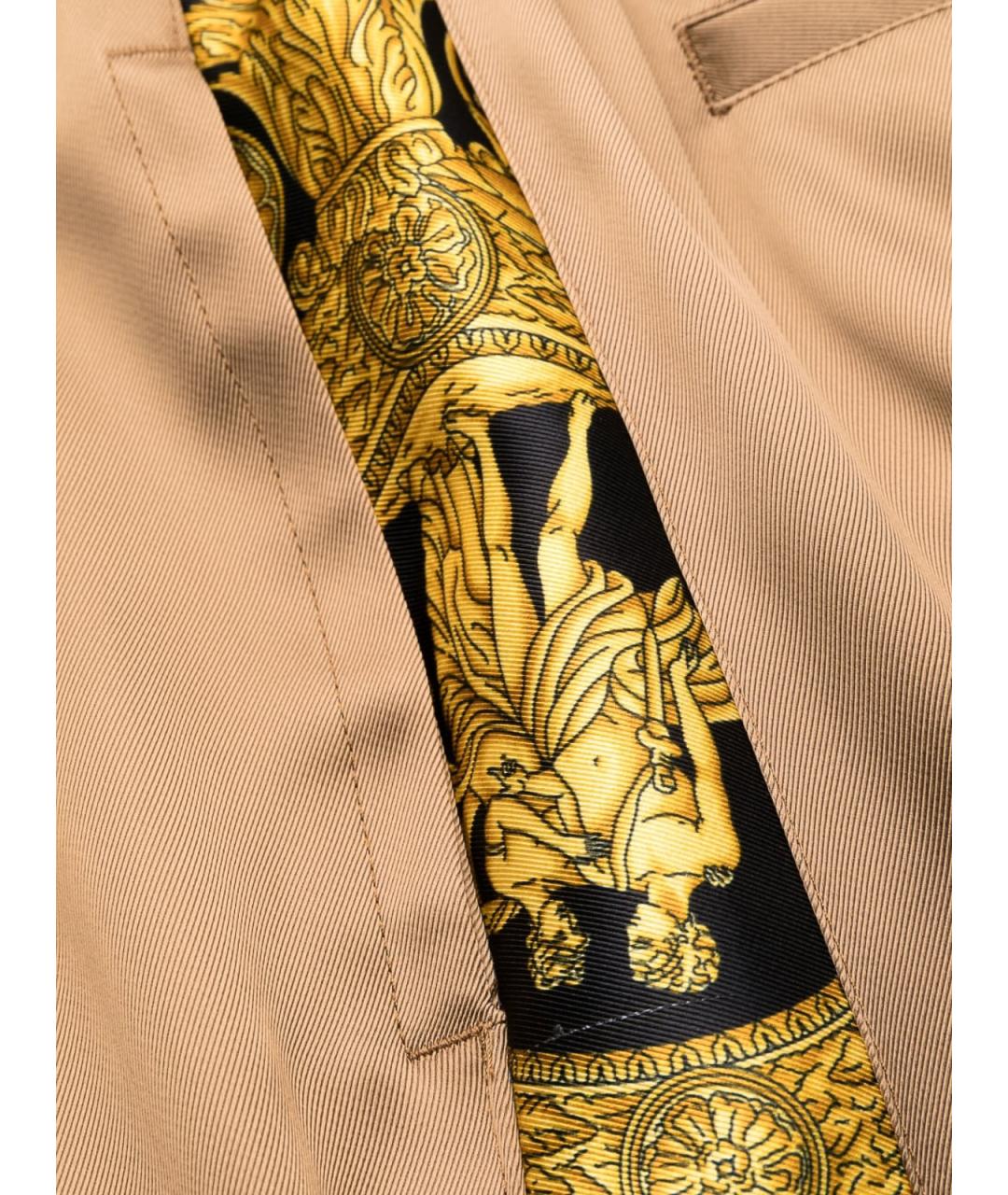 VERSACE Коричневые кожаные повседневные брюки, фото 3