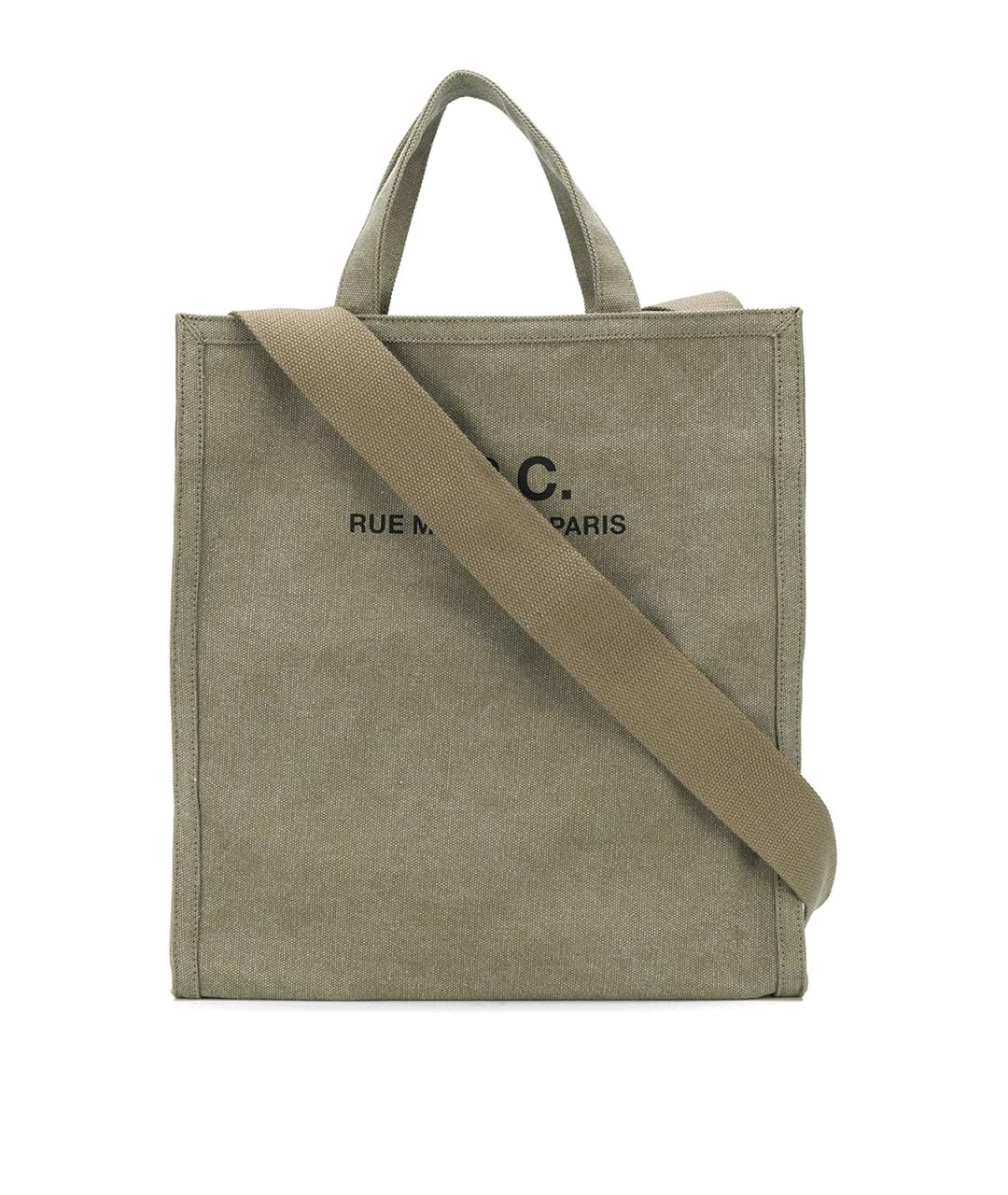 A.P.C. Зеленая хлопковая сумка тоут, фото 1