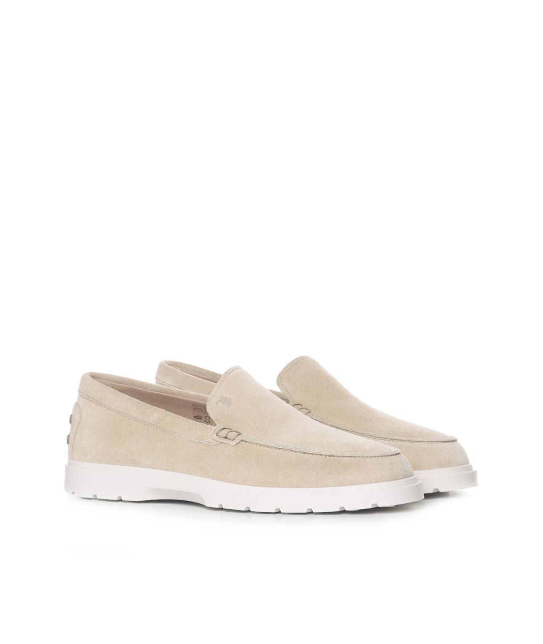 TOD'S Бежевые замшевые лоферы, фото 2