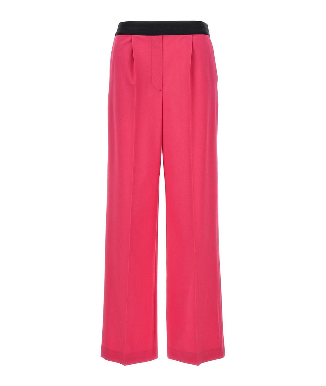 MSGM Розовые шерстяные прямые брюки, фото 1
