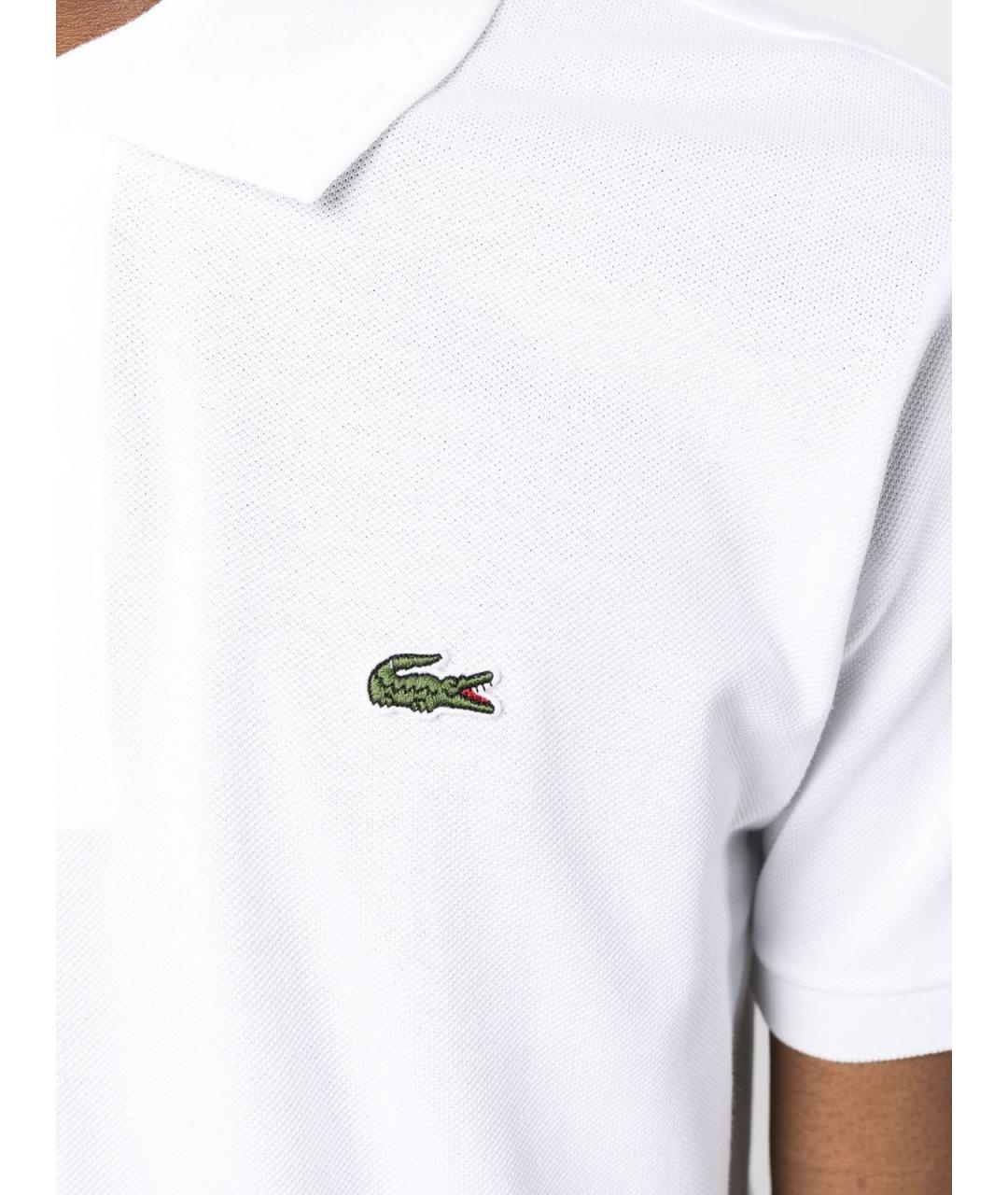 LACOSTE Белое хлопковое поло с коротким рукавом, фото 2