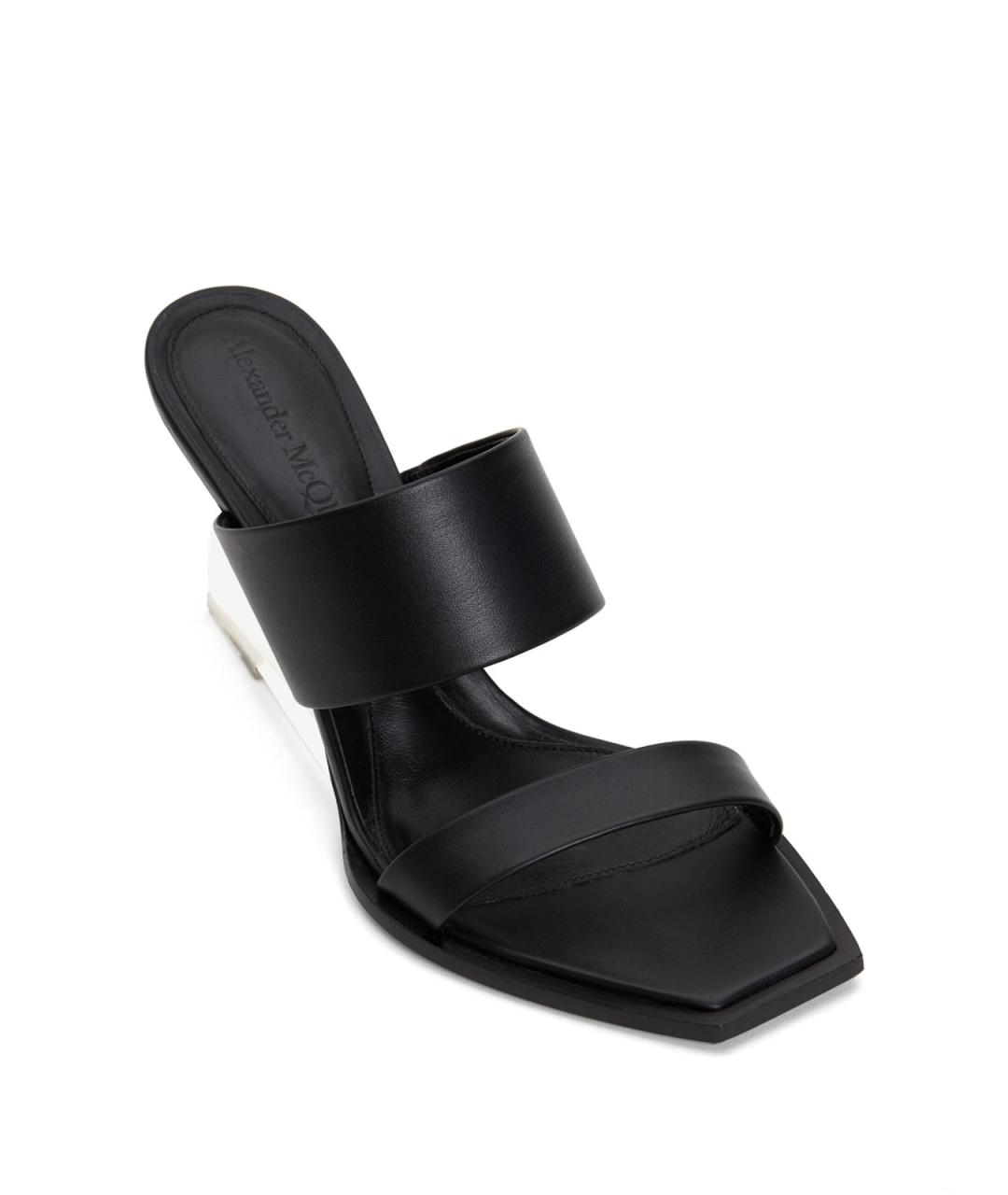 ALEXANDER MCQUEEN Черные кожаные мюли, фото 4