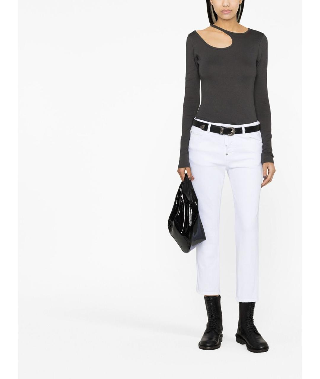 DSQUARED2 Белые хлопковые прямые джинсы, фото 2