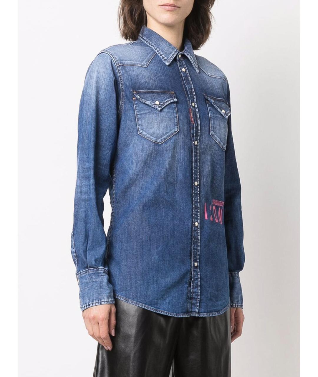 DSQUARED2 Синяя хлопковая рубашка, фото 4