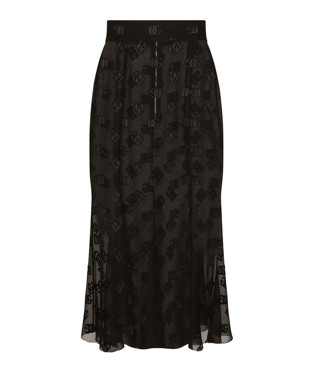 DOLCE&GABBANA Черная шелковая юбка миди, фото 1